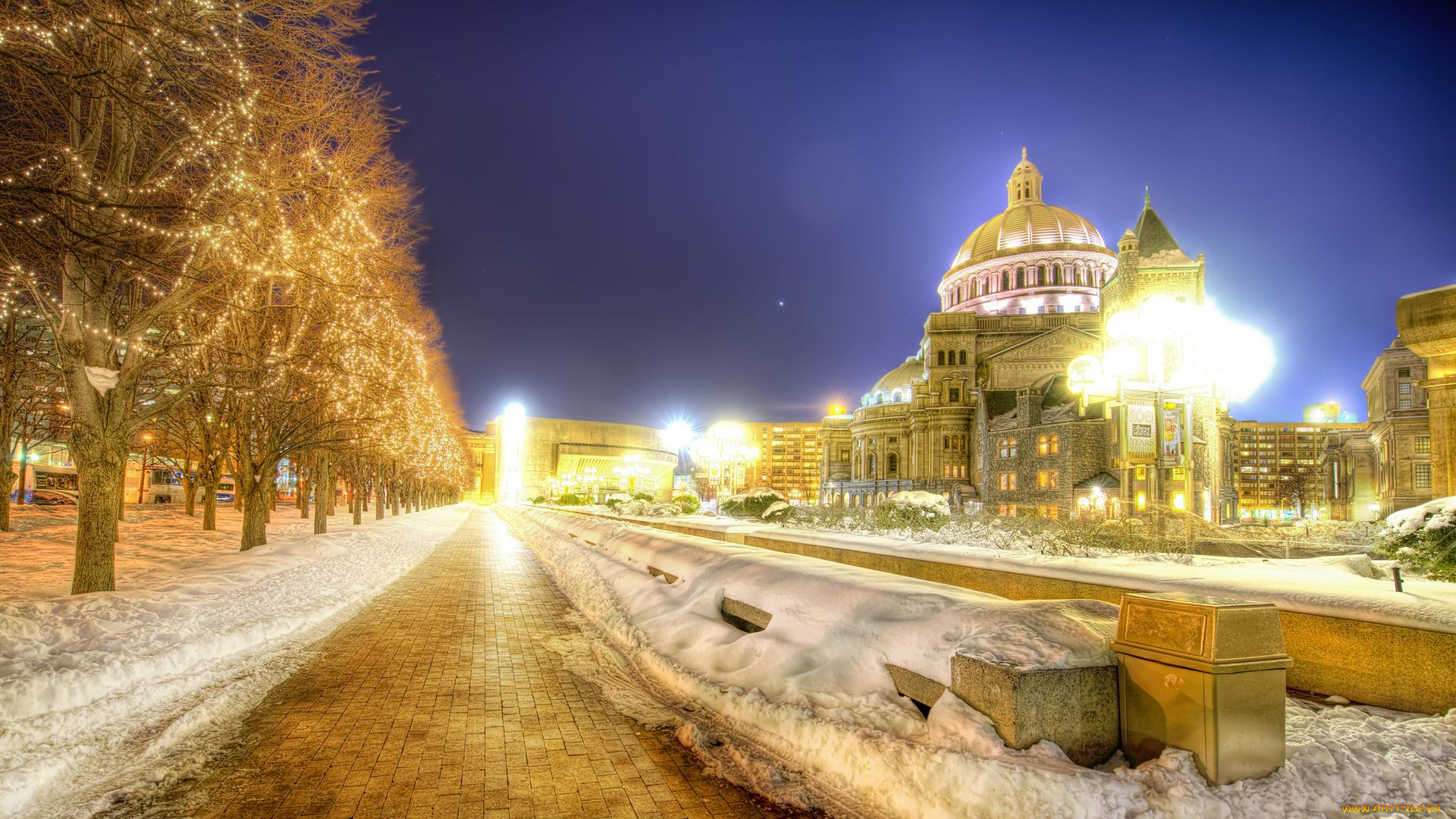 города, огни, ночного