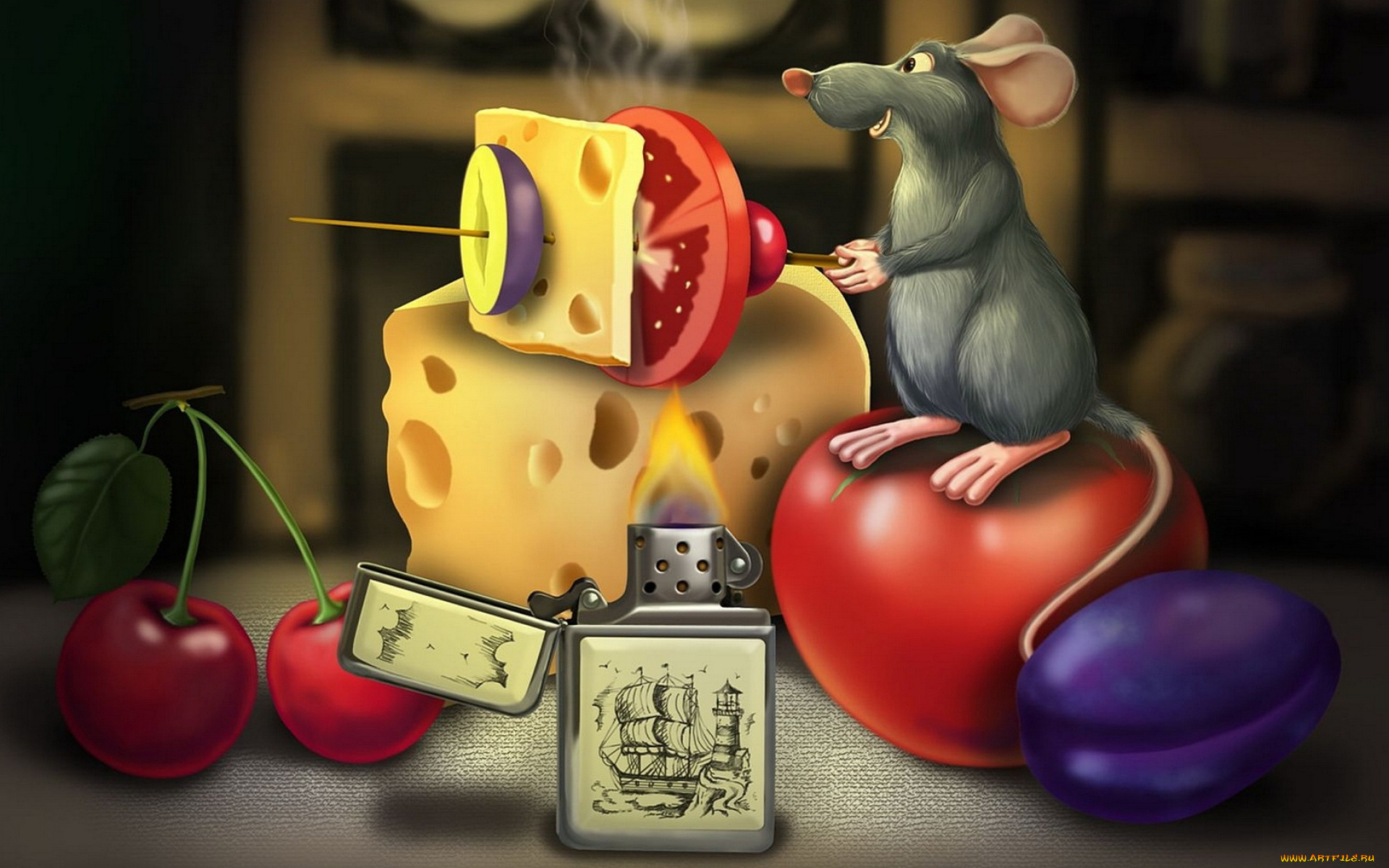 рисованные, еда