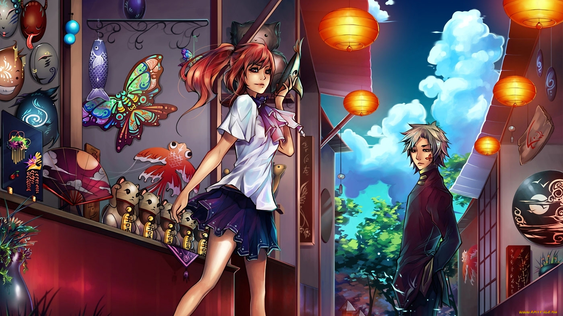 аниме, *unknown, другое, девушка, парень, магазины, сувениры