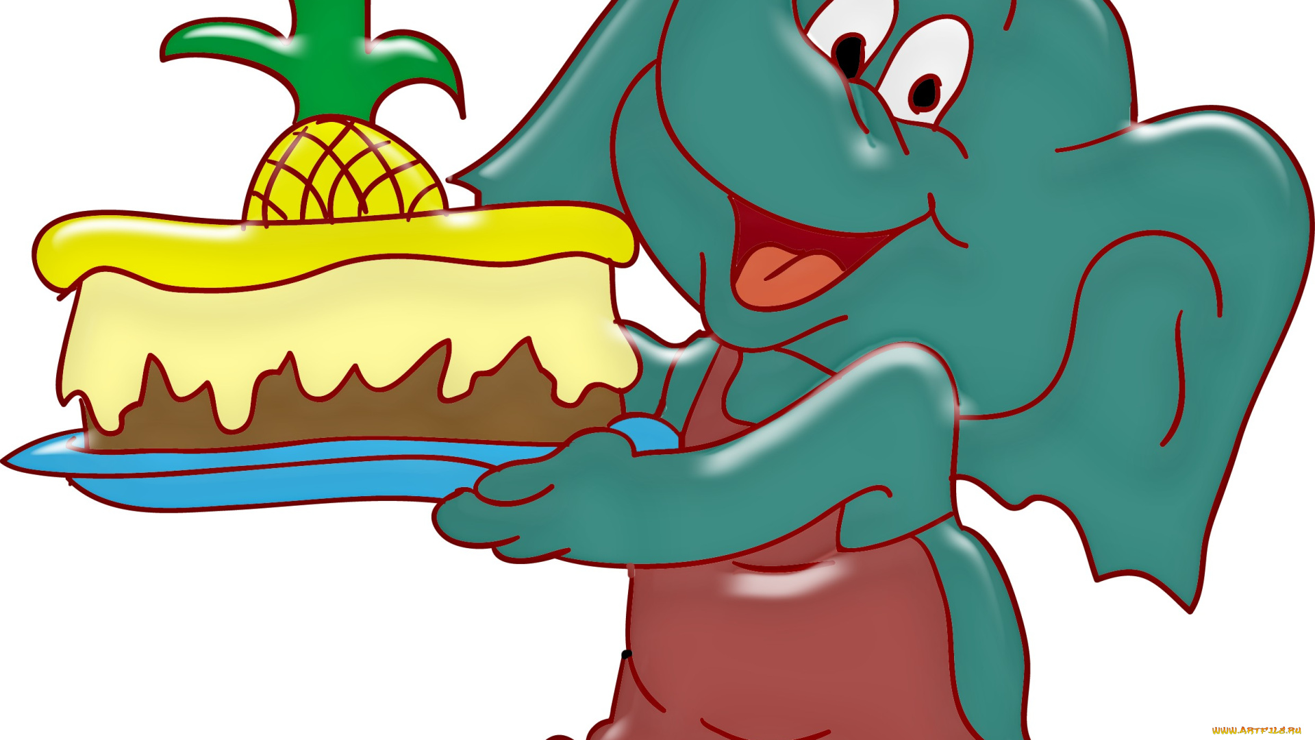 мультфильмы, по, дороге, облаками, слон