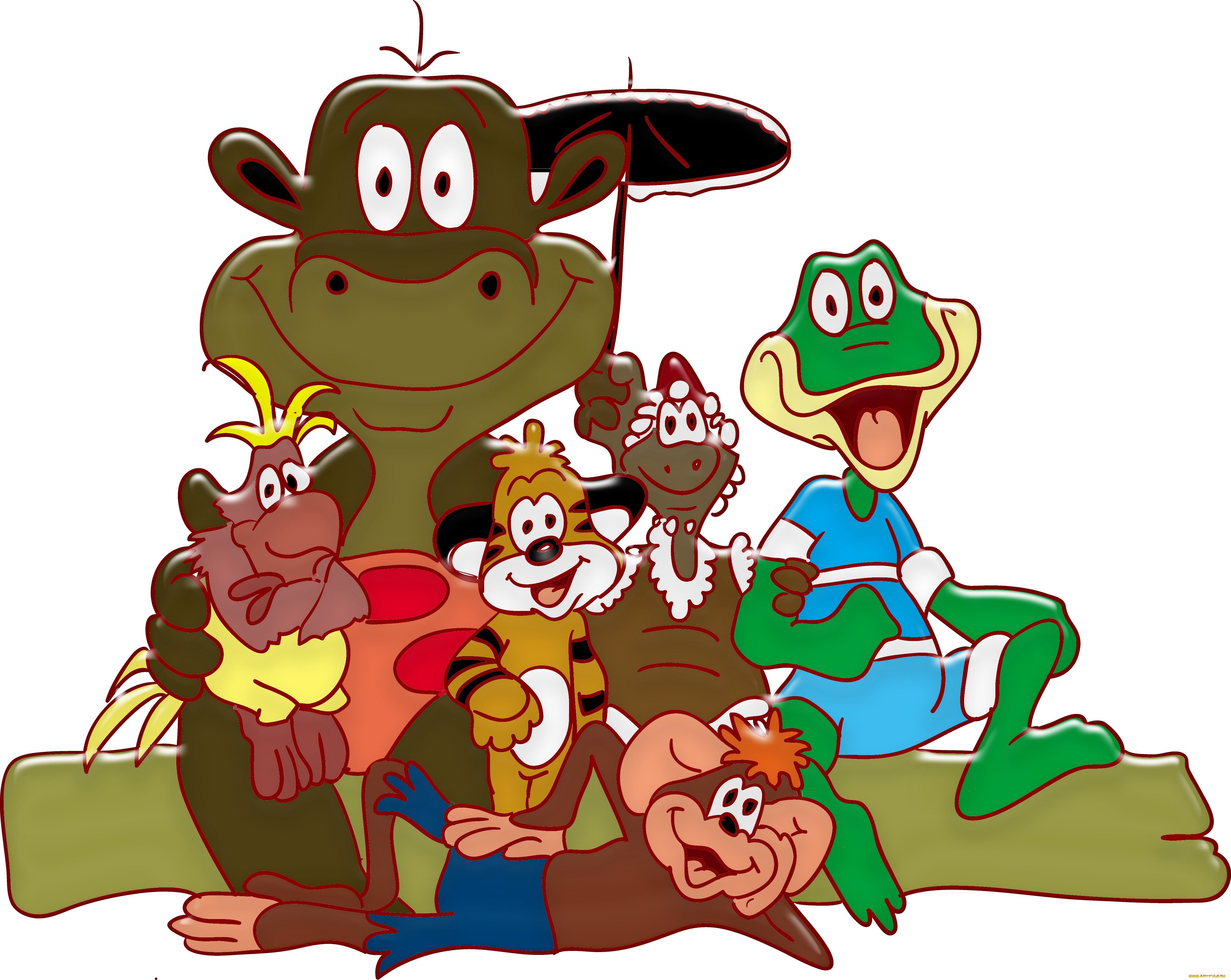 мультфильмы, по, дороге, облаками, компания