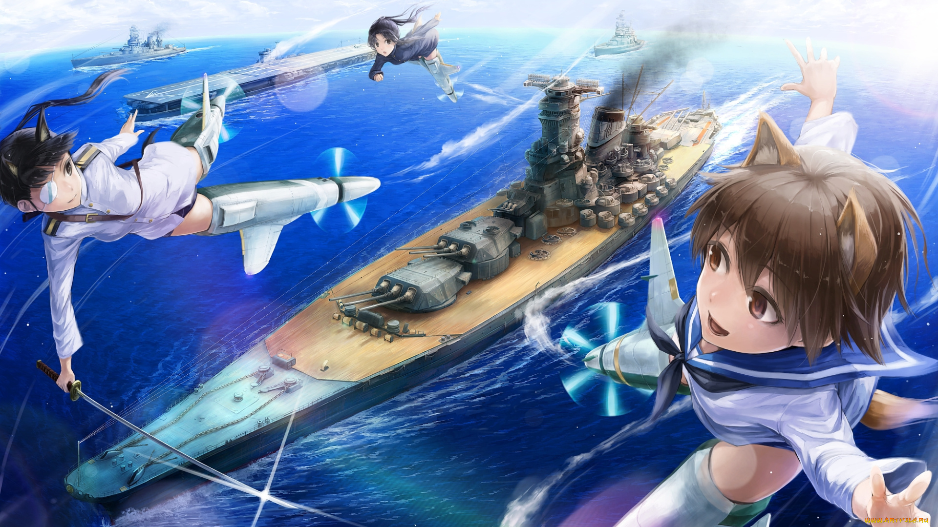 strike, witches, аниме, корабли, hattori, shizuka, miyafuji, yoshika