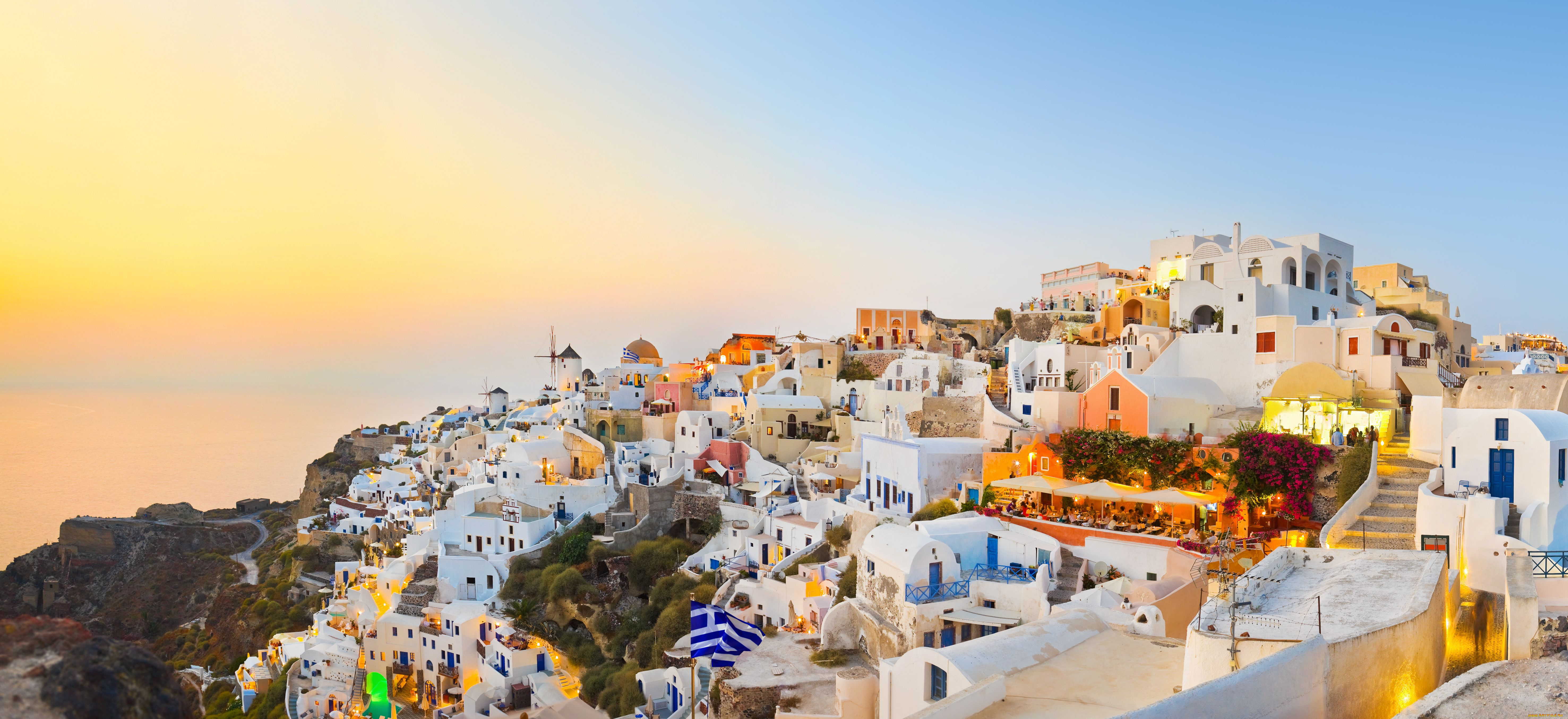 oia, santorini, greece, города, санторини, греция, панорама