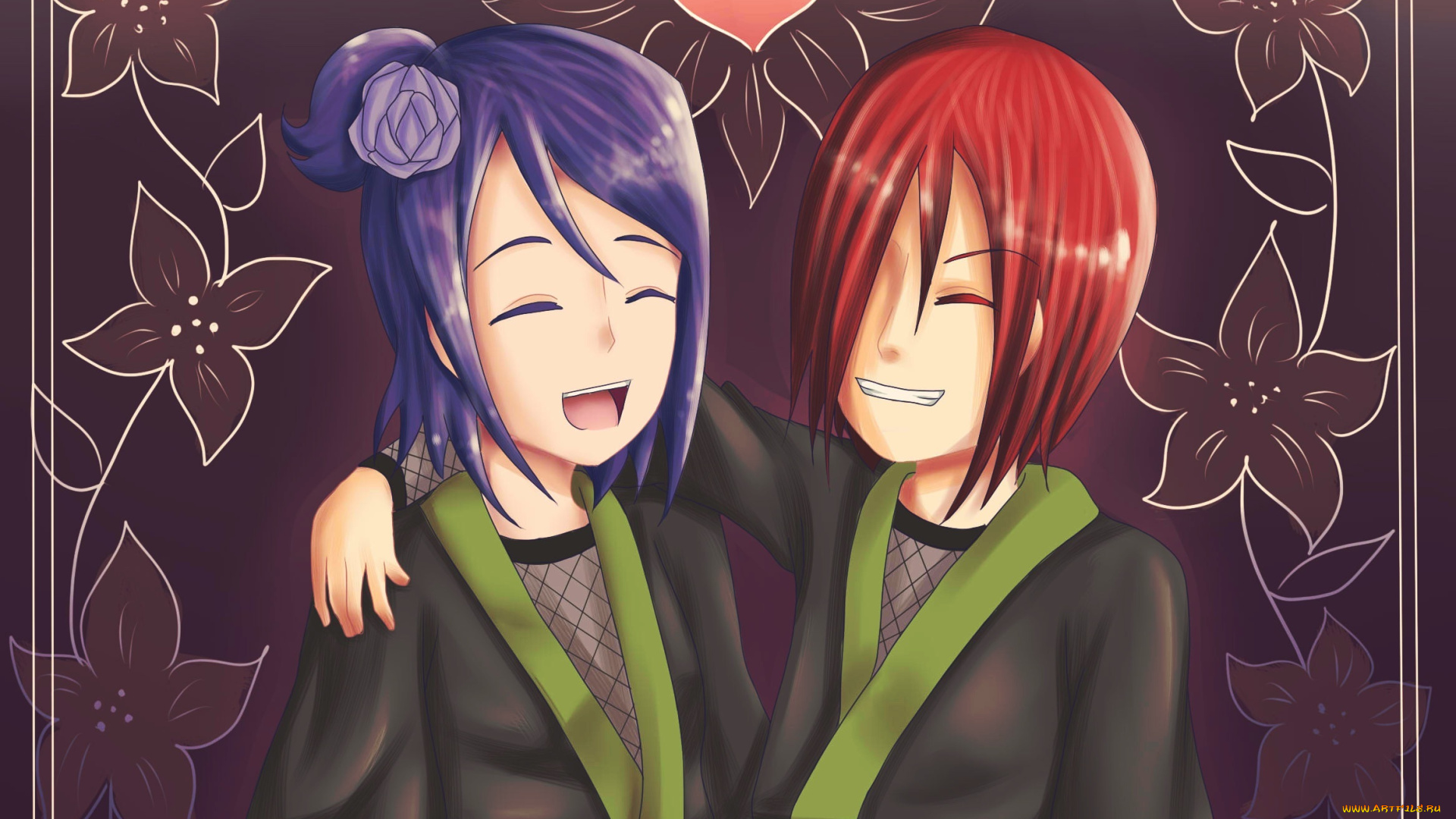 аниме, naruto, акатцки, конан, нагато, наруто, цветы