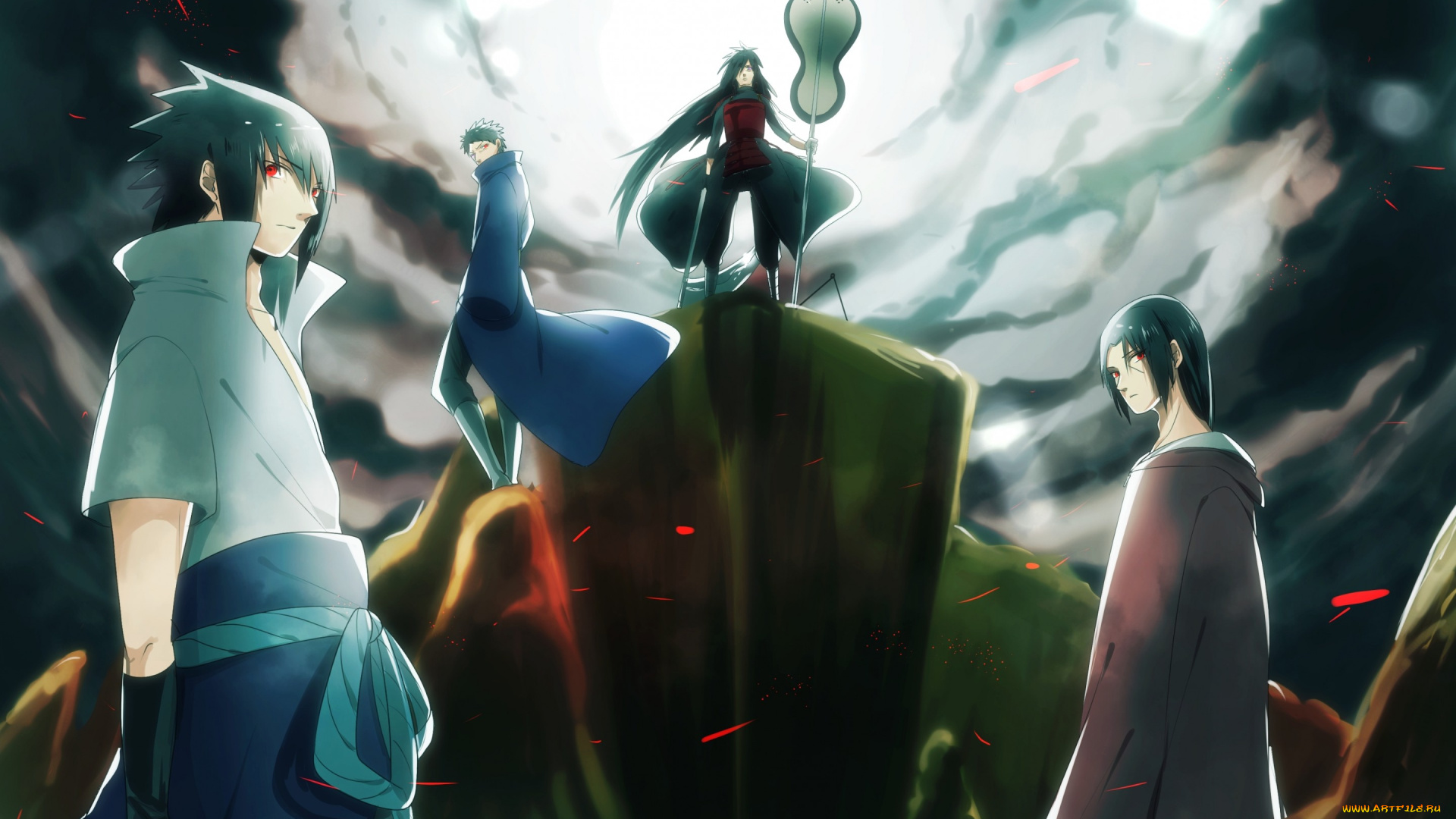 аниме, naruto, итачи, саске, клан, учиха, мадара, обито