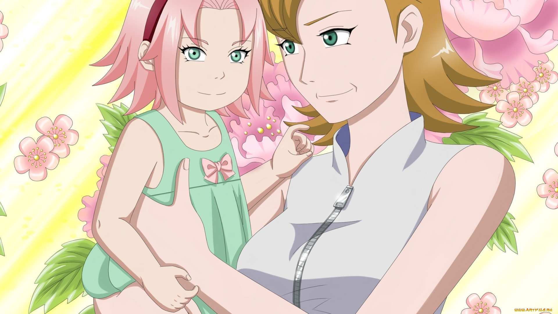 аниме, naruto, мама, саура, любовь, девочка, цветы