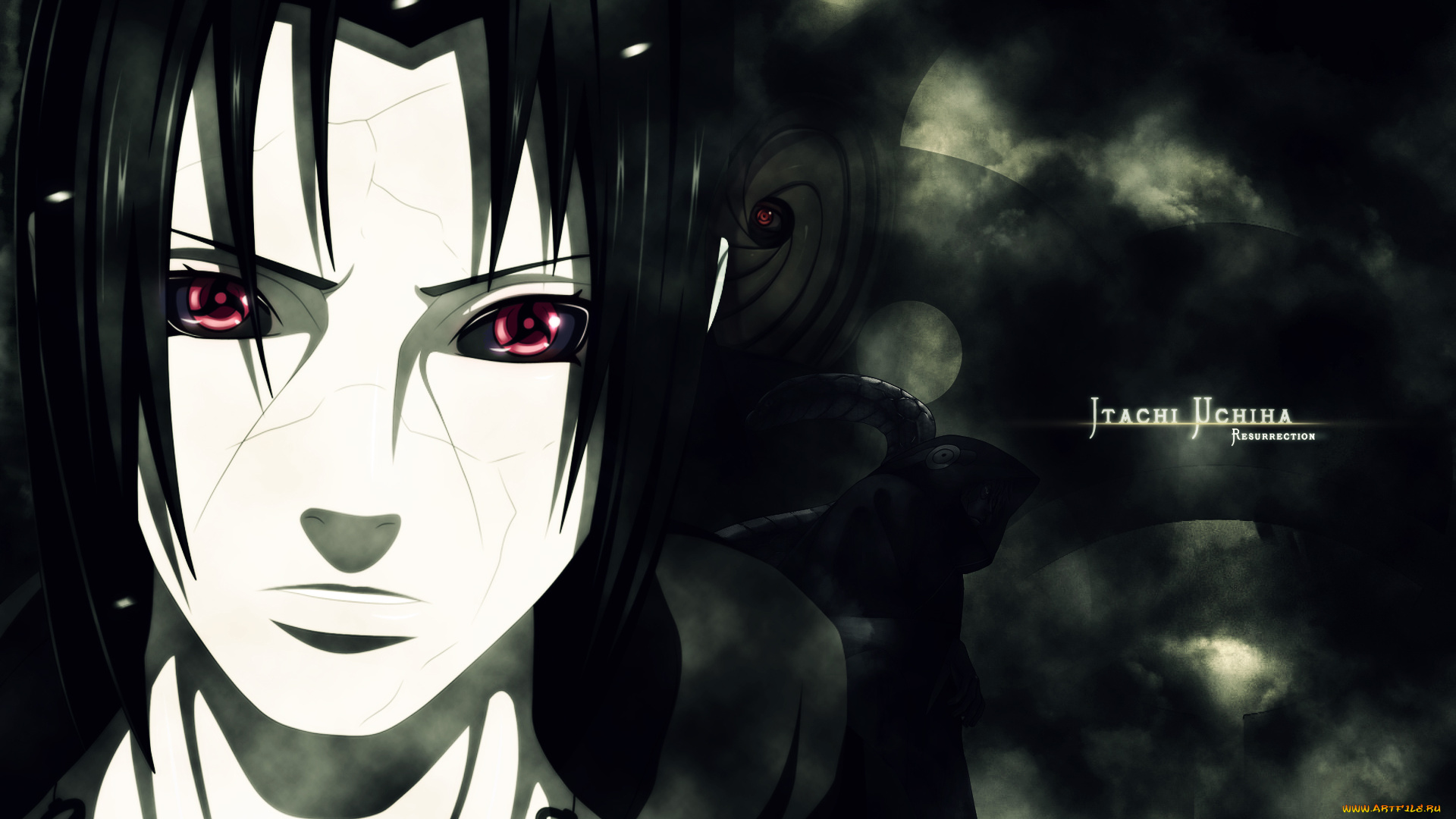 аниме, naruto, шаринган, учиха, взгляд, наруто, обито, кабуто, темнота, итачи