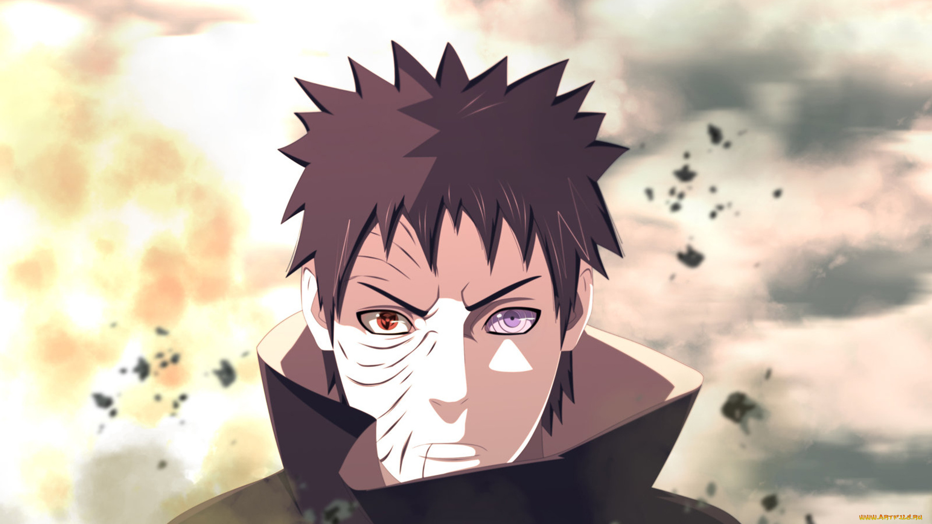 аниме, naruto, взгляд, учиха, портрет, лицо, наруто, обито