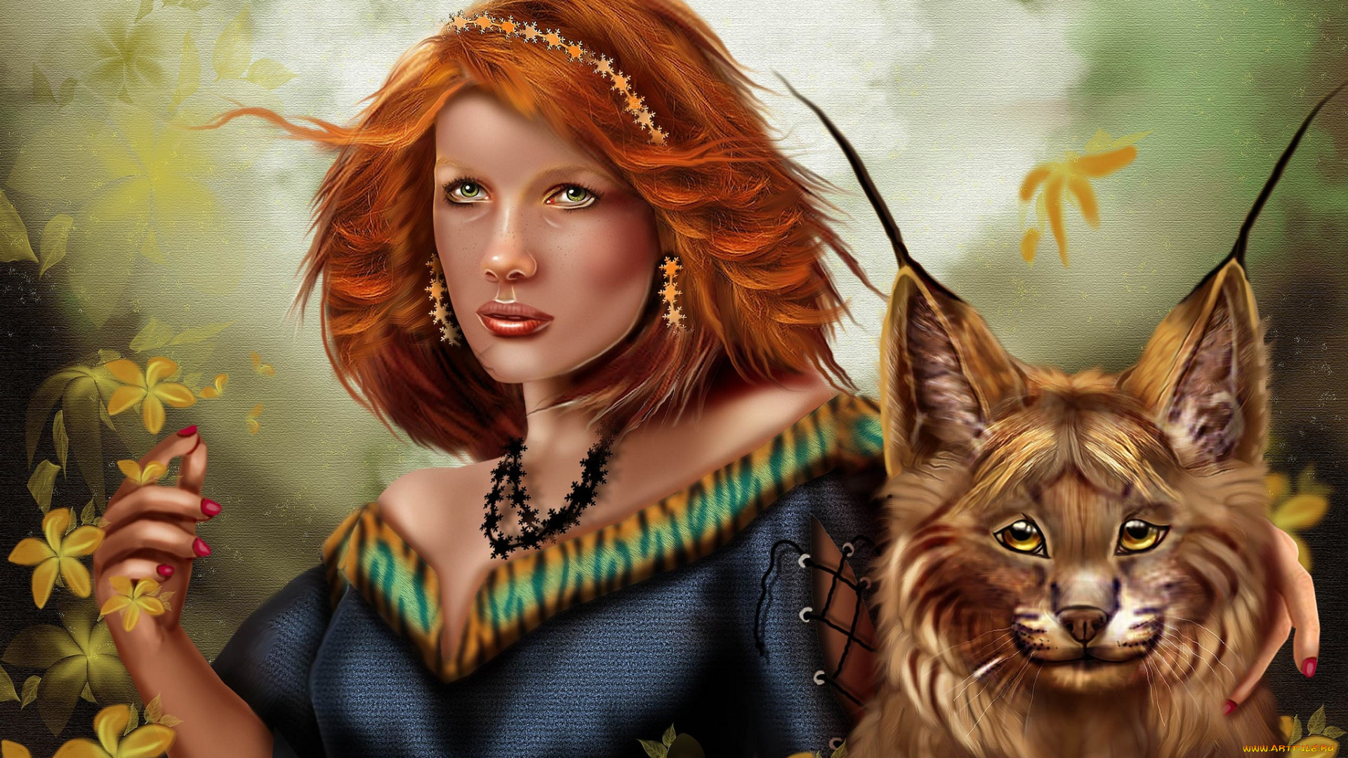 фэнтези, девушки, девушка, рысь