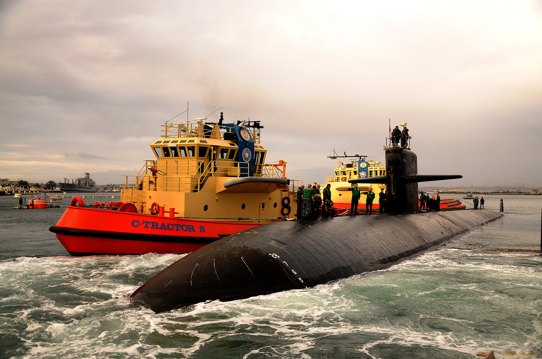 uss, san, francisco, корабли, разные, вместе, субмарина, буксиры, обслуга