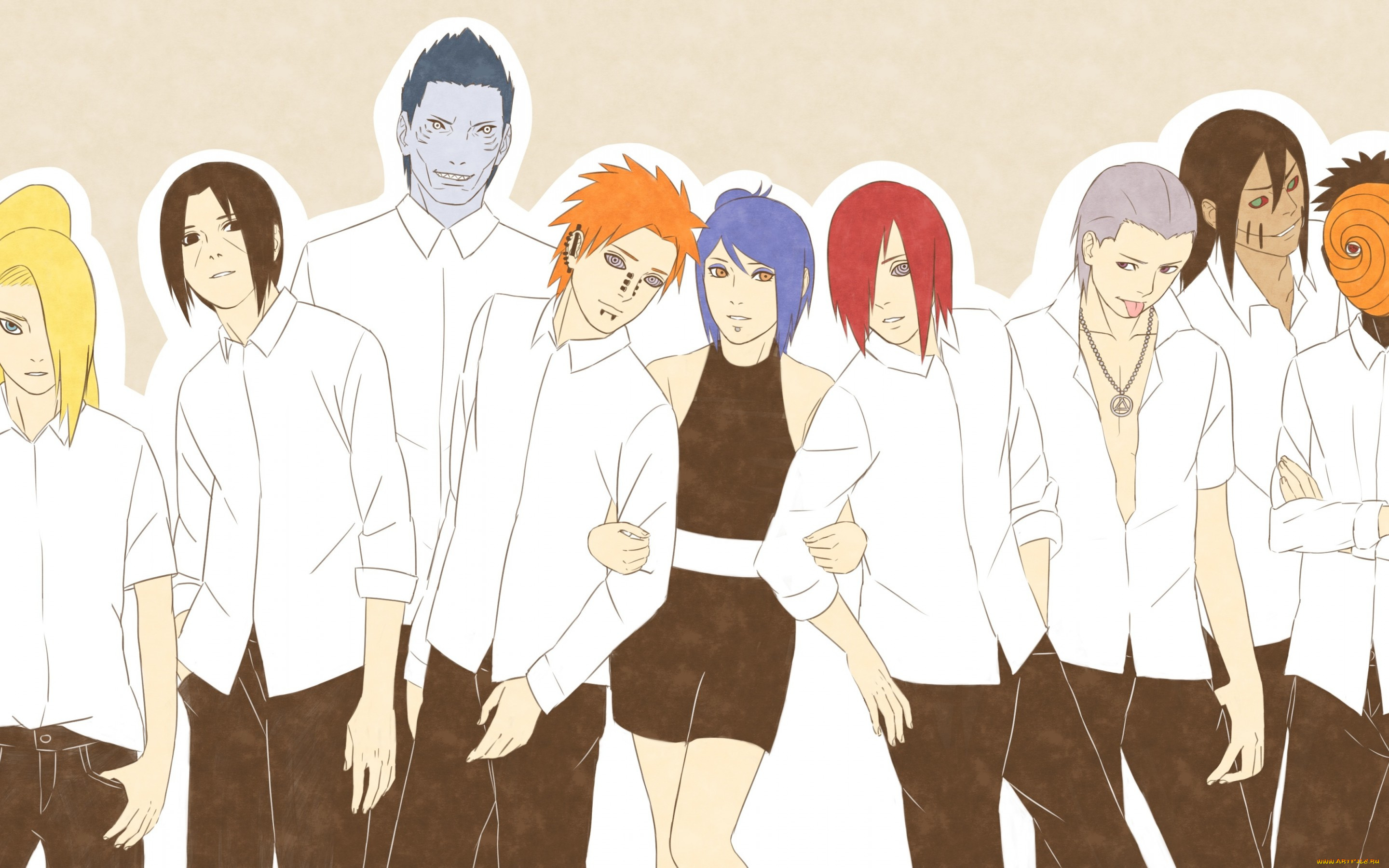 аниме, naruto, обито, итачи, хидан, кисаме, нагато, яхико, конан, дейдара, акатцки