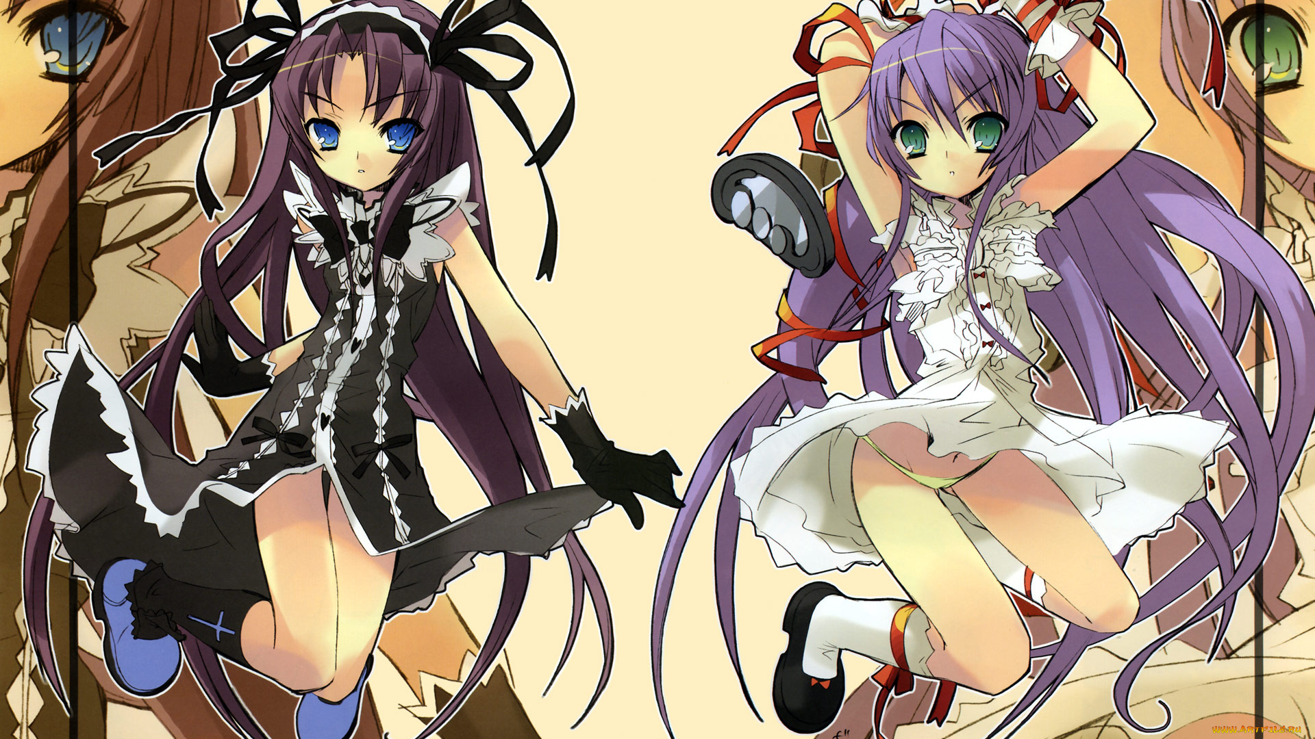 аниме, demonbane, itou, noiji, al, azif, etheldreda, девушки, платье, лента