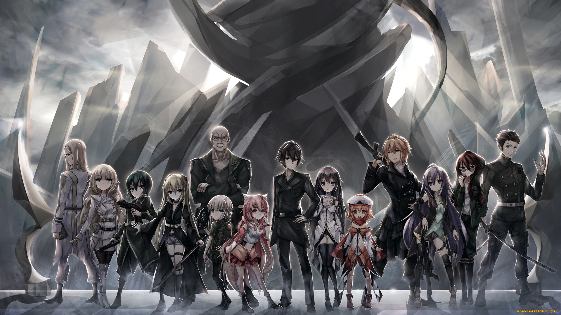 аниме, оружие, , техника, , технологии, девушки, парни, люди, арт, riburanomind