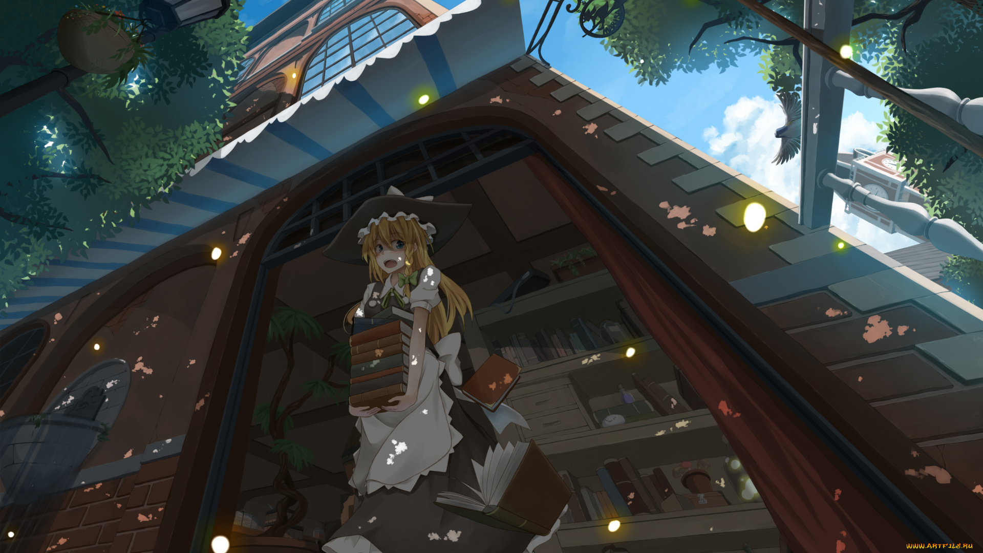 аниме, touhou, flask, девушка, дом, pandora, kirisame, marisa