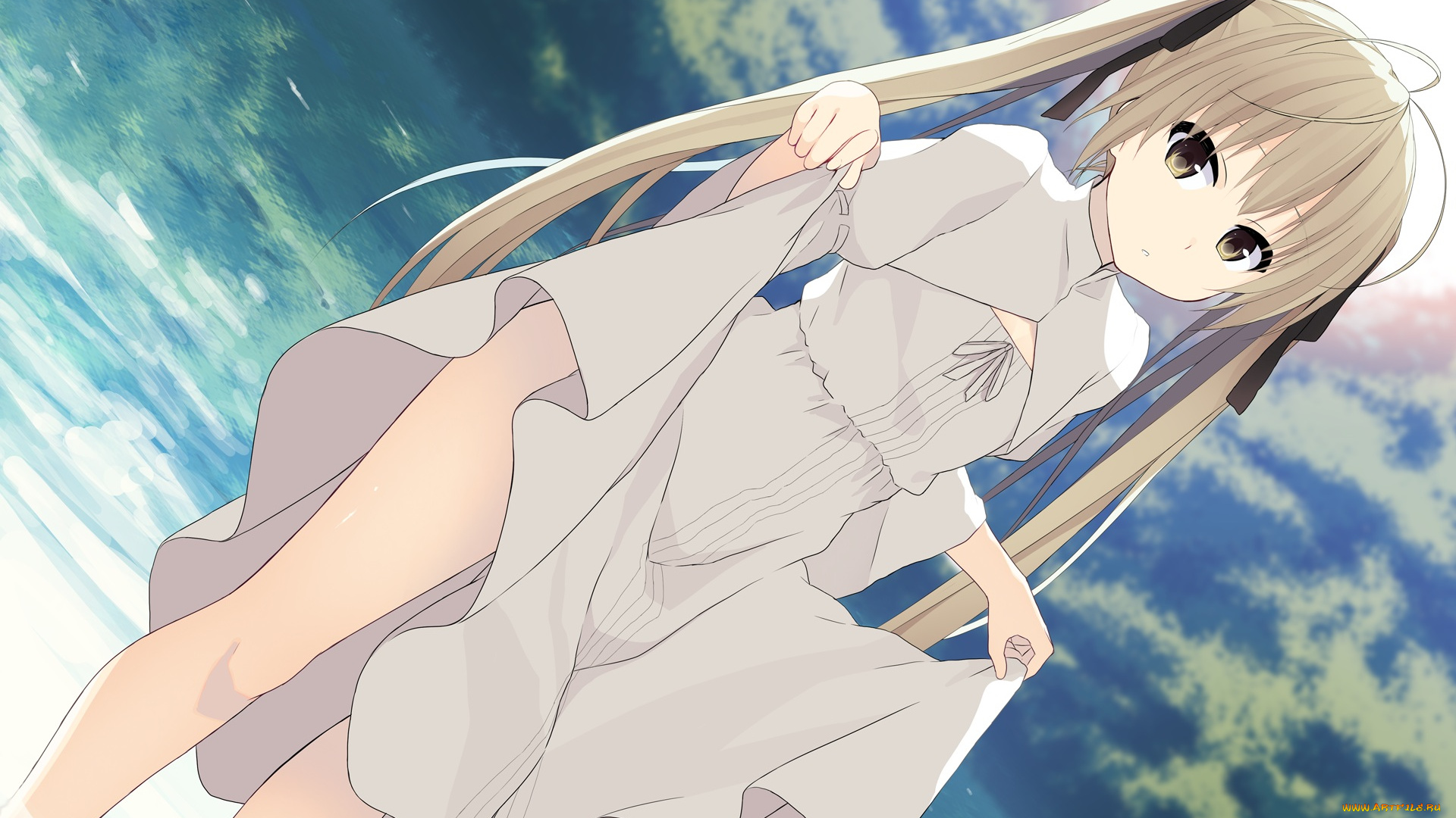 аниме, yosuga, no, sora, девушка, платье, арт, artist, tagme, kasugano, sora, взгляд, yosuga, no