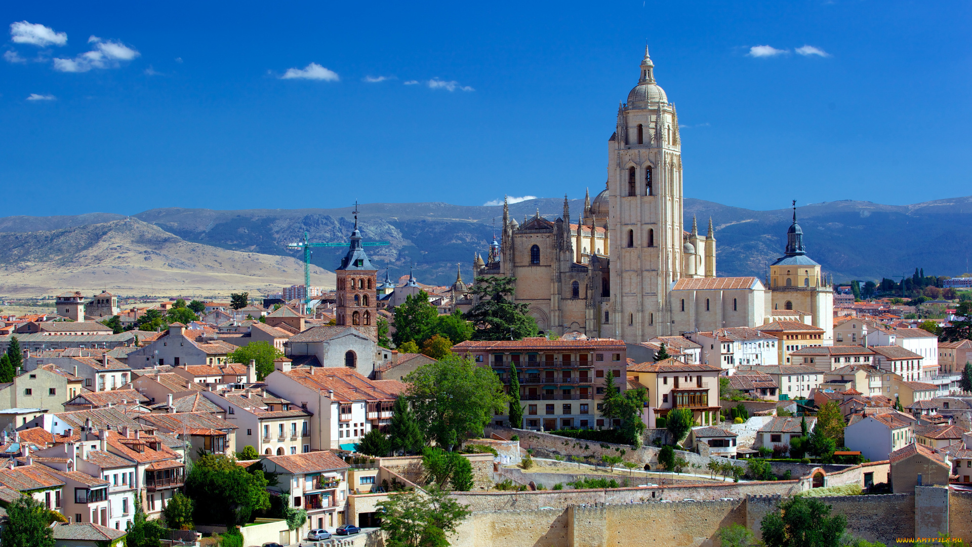 сеговия, испания, города, -, панорамы, сеговия, панорама, храм, дома, испания