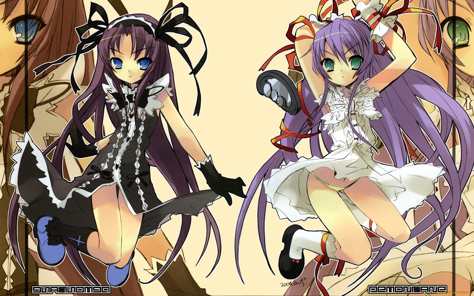 аниме, demonbane, itou, noiji, al, azif, etheldreda, девушки, платье, лента