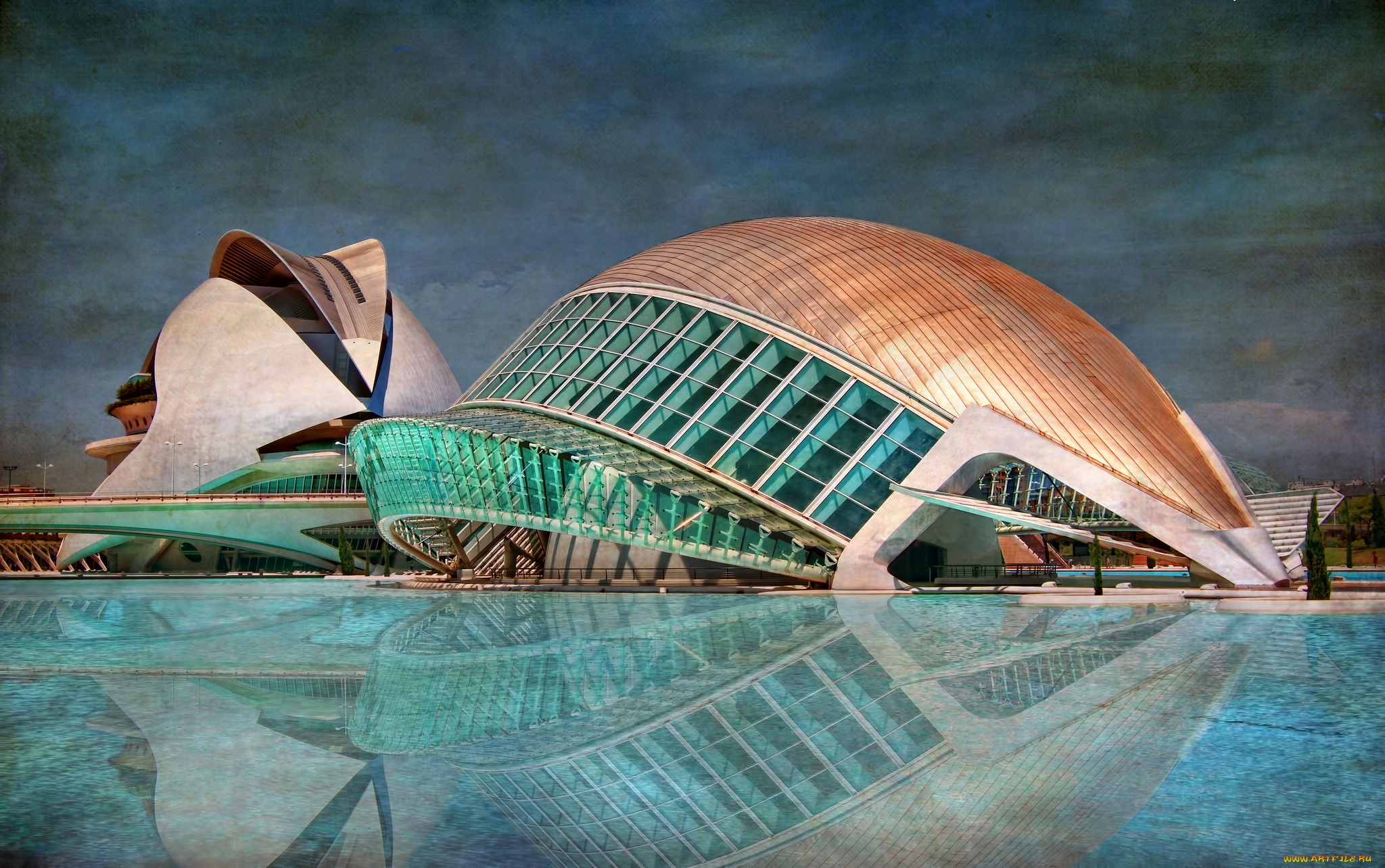 города, валенсия, , испании, небо, здание, бассейн, hdr, валенсия, испания