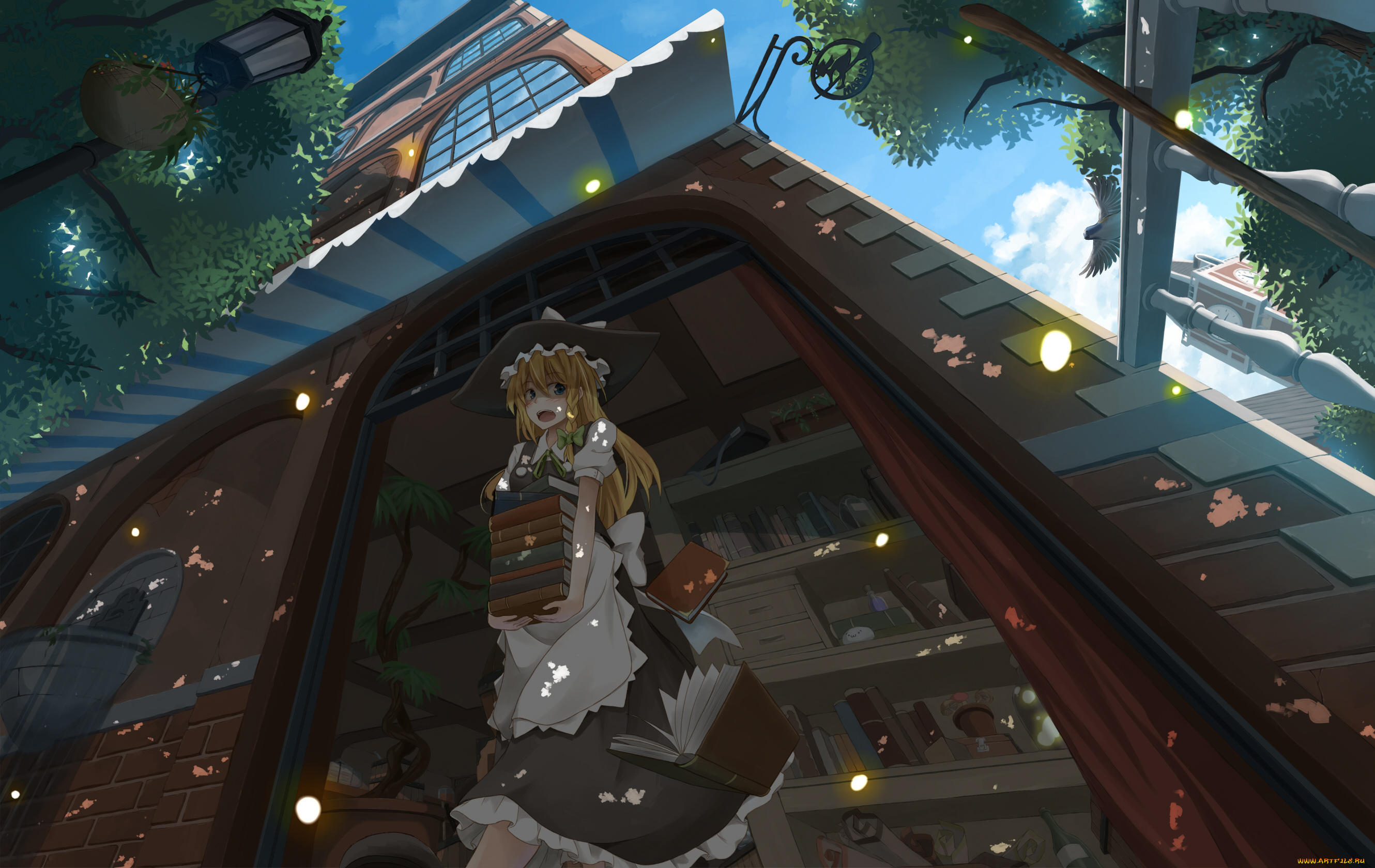 аниме, touhou, flask, девушка, дом, pandora, kirisame, marisa