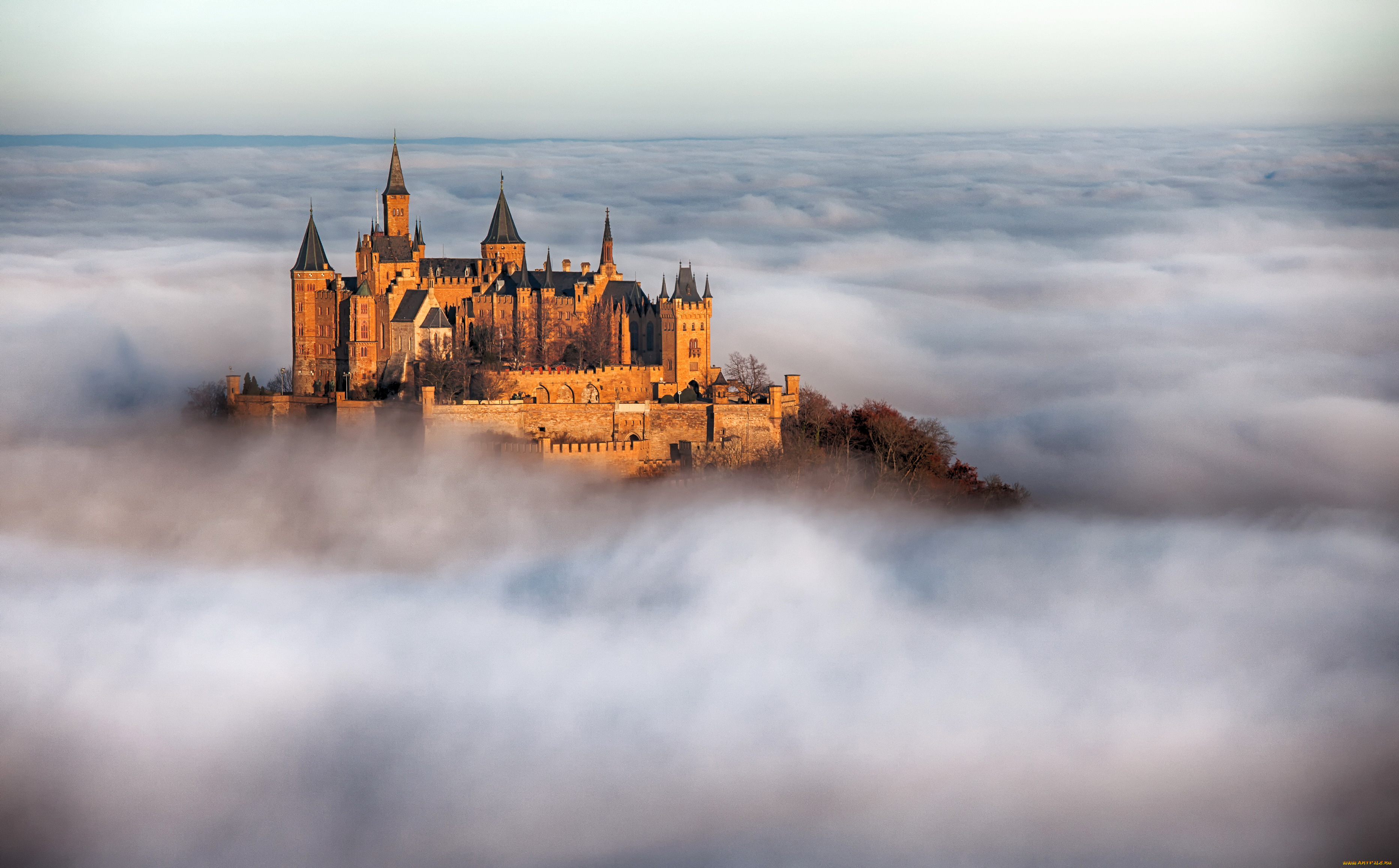 castle, hohenzollern, германия, города, замки, германии, hohenzollern, германия, castle, замок, туман