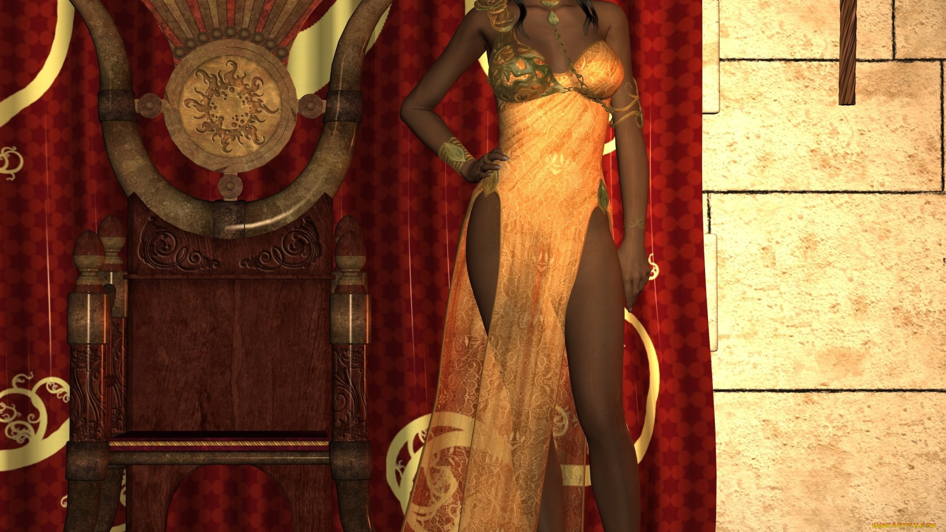 3д, графика, фантазия, , fantasy, девушка, взгляд, фон