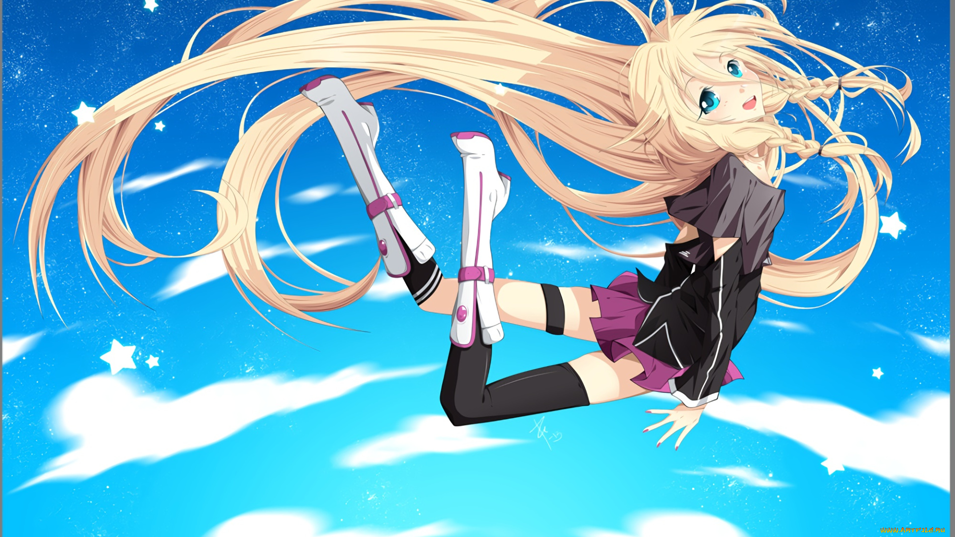 аниме, vocaloid, арт, девушка, небо