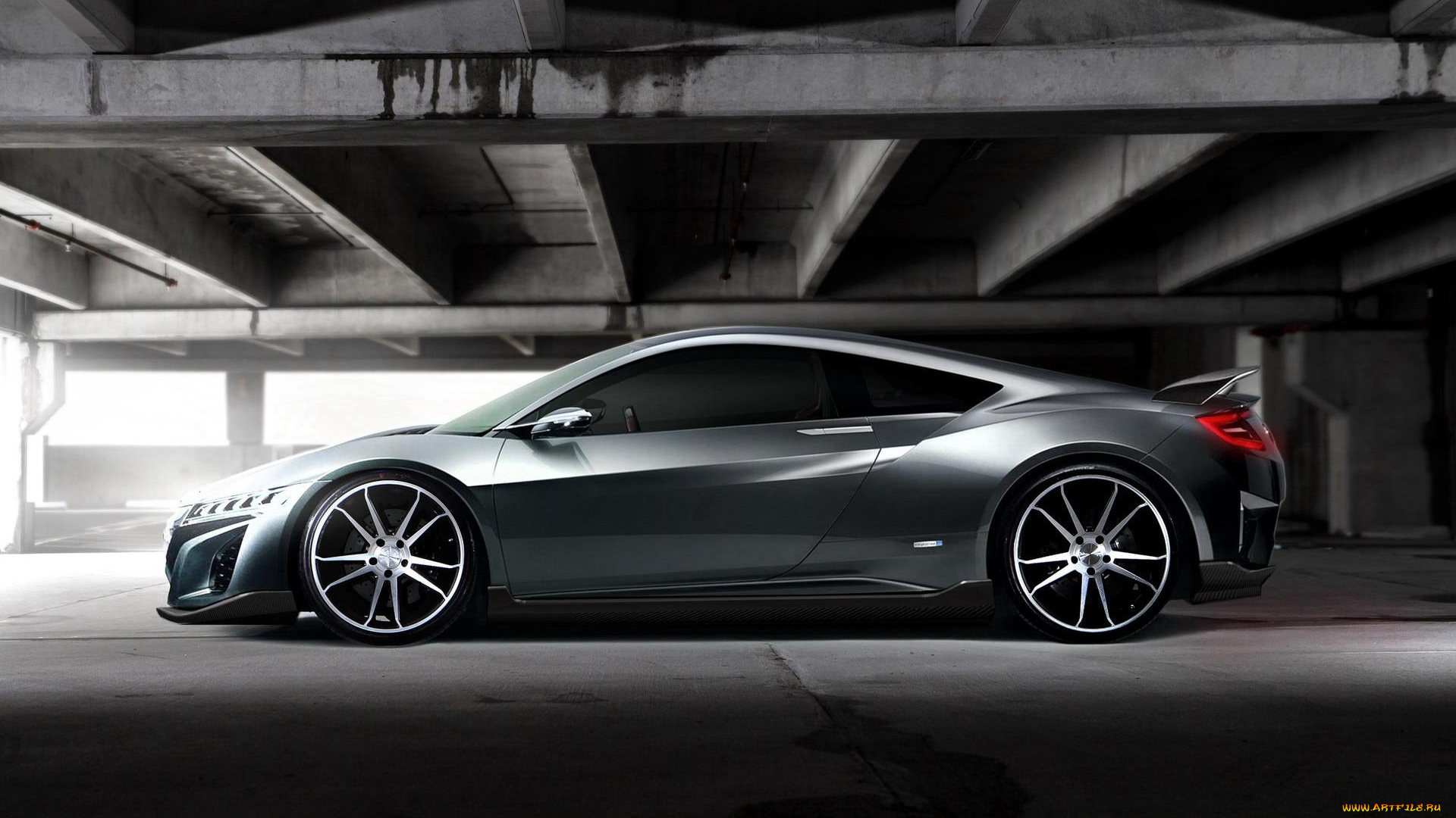 автомобили, acura, concept, здание, серебристая, nsx, акура