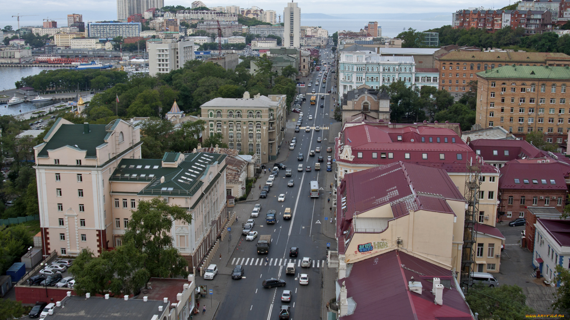 владивосток, города, -, панорамы, светланская, улица