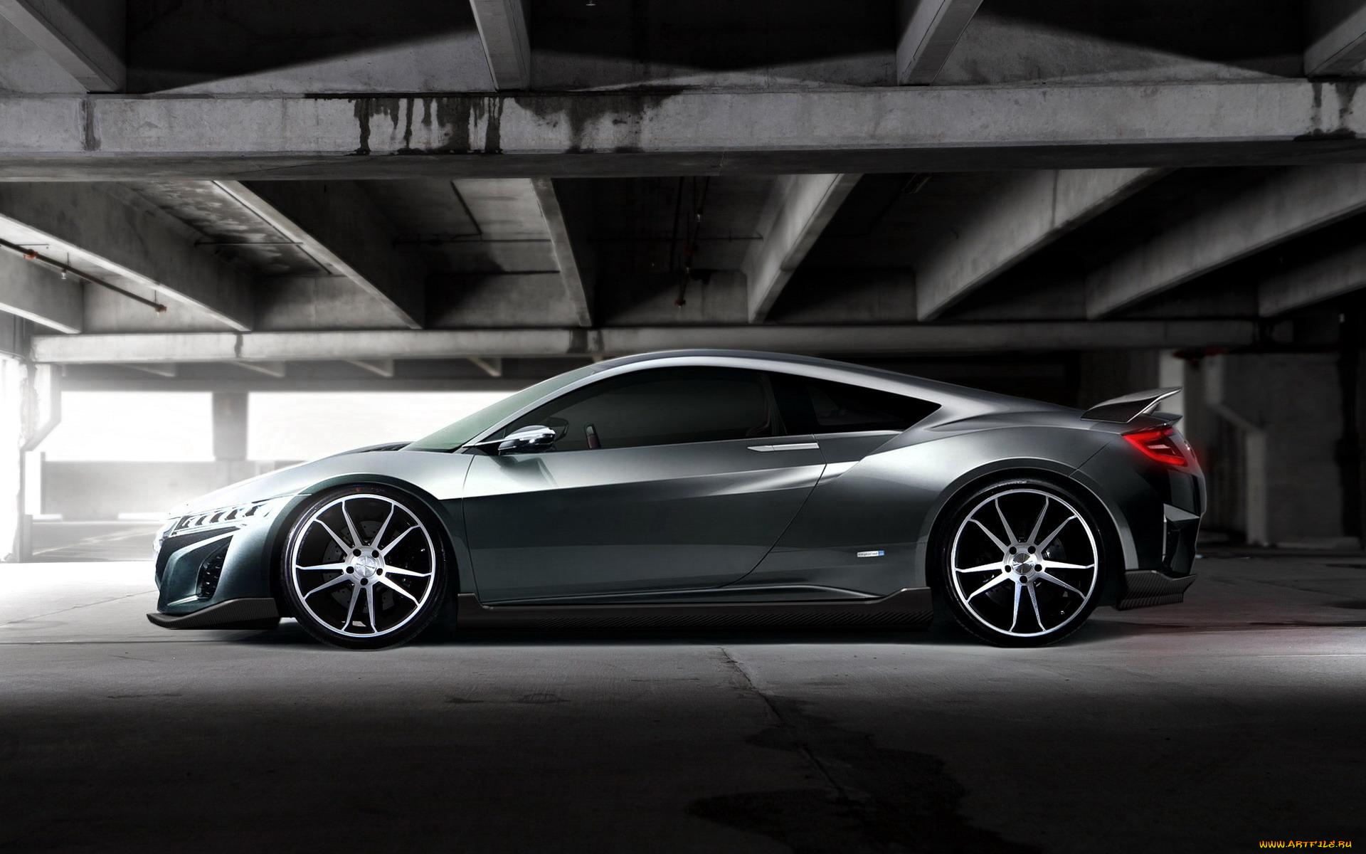 автомобили, acura, concept, здание, серебристая, nsx, акура