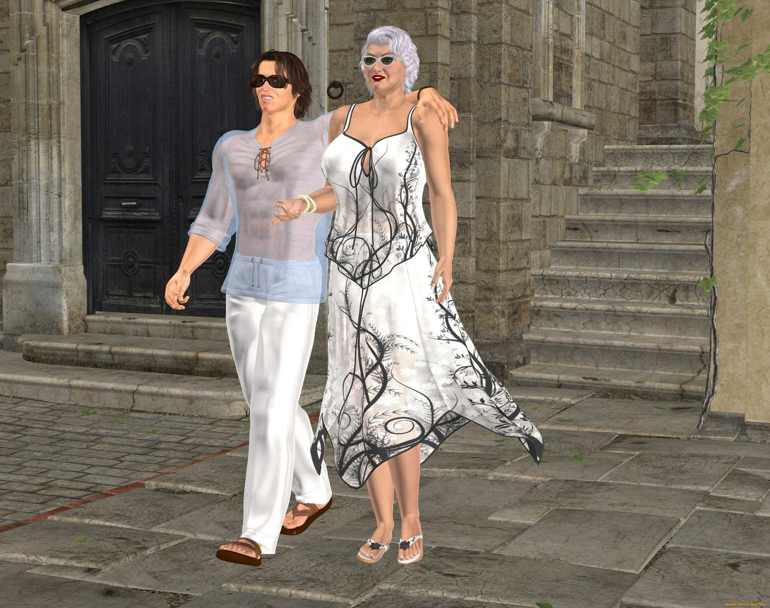 3д, графика, романтика, , romantics, мужчина, фон, взгляд, девушка