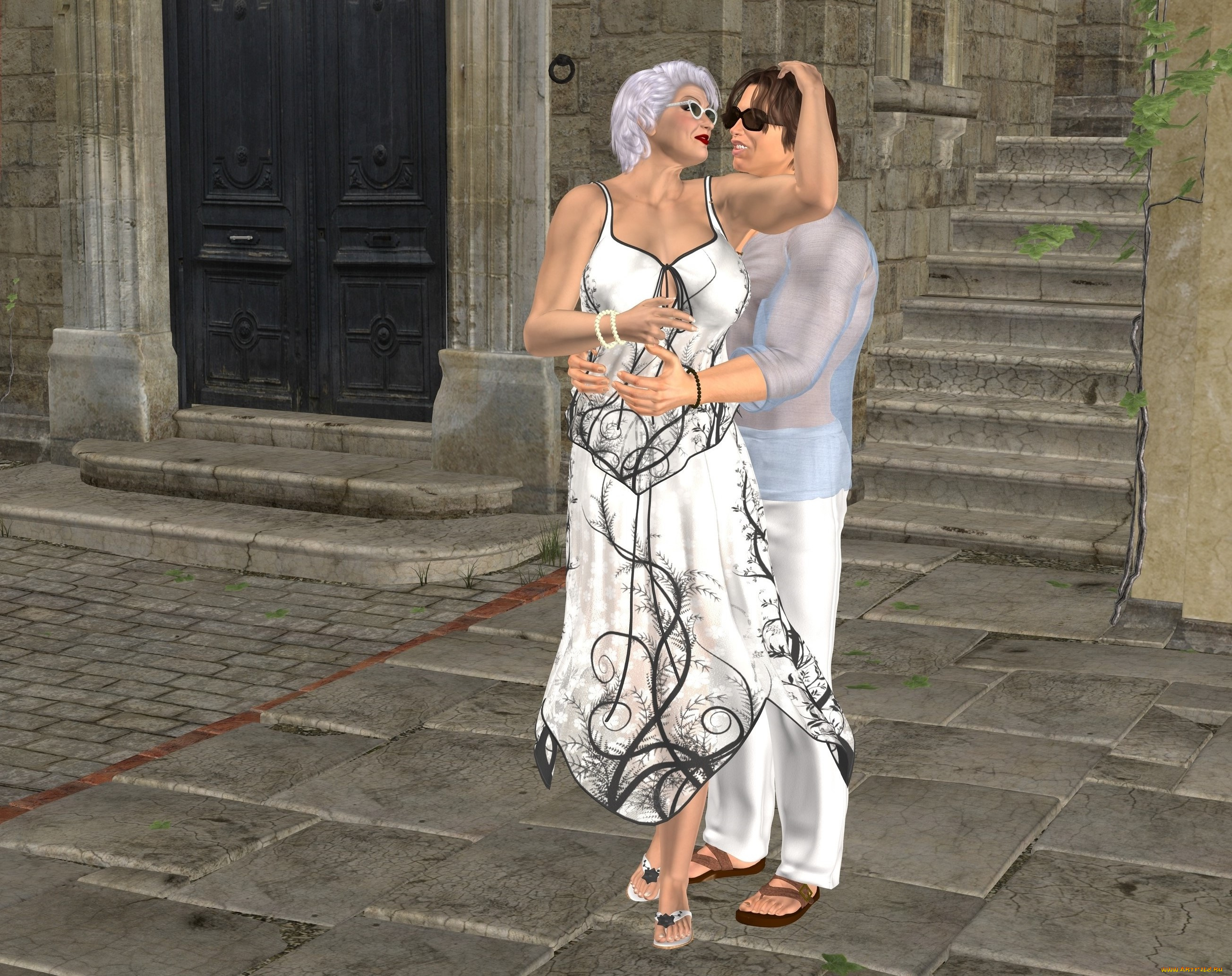 3д, графика, романтика, , romantics, девушка, фон, мужчина, взгляд