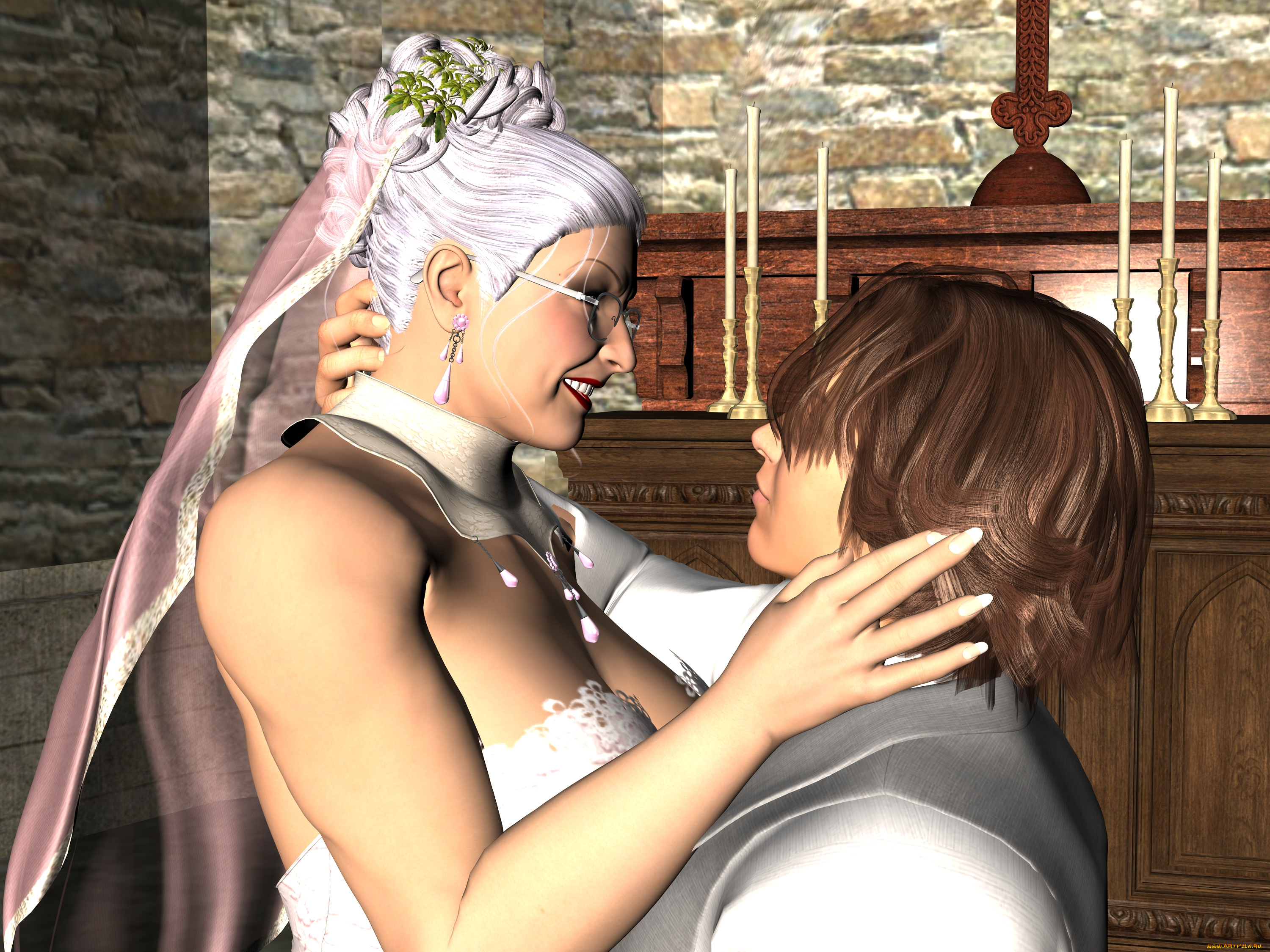 3д, графика, романтика, , romantics, свадьба, парень, фон, взгляд, девушка