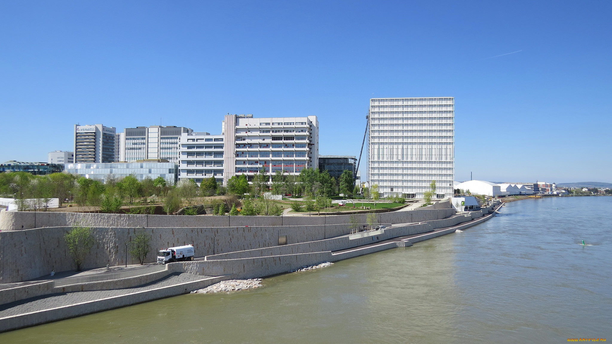 города, -, панорамы, дома, река