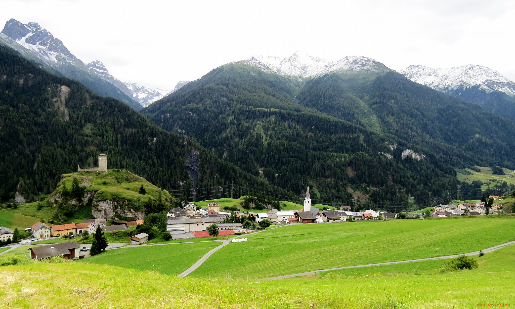 города, -, пейзажи, горы, дома, лес