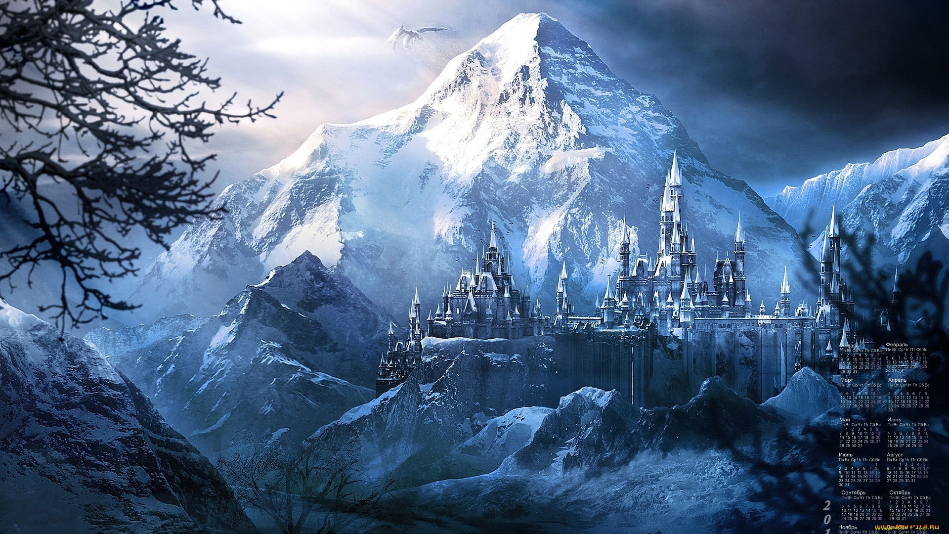 календари, фэнтези, скала, 2018, замок