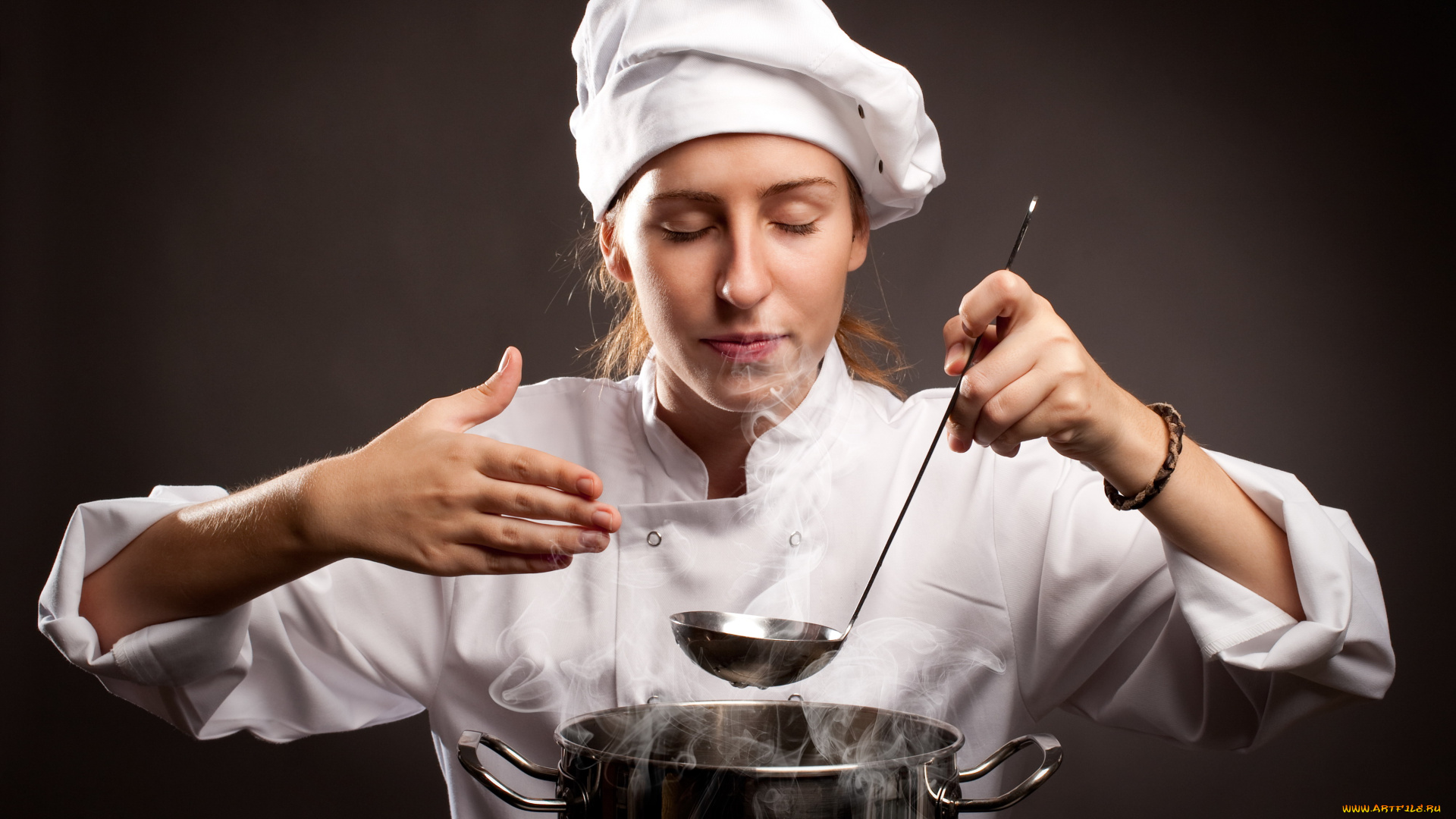 девушки, -unsort, , блондинки, , светловолосые, пар, половник, форма, кастрюля, колпак, повар