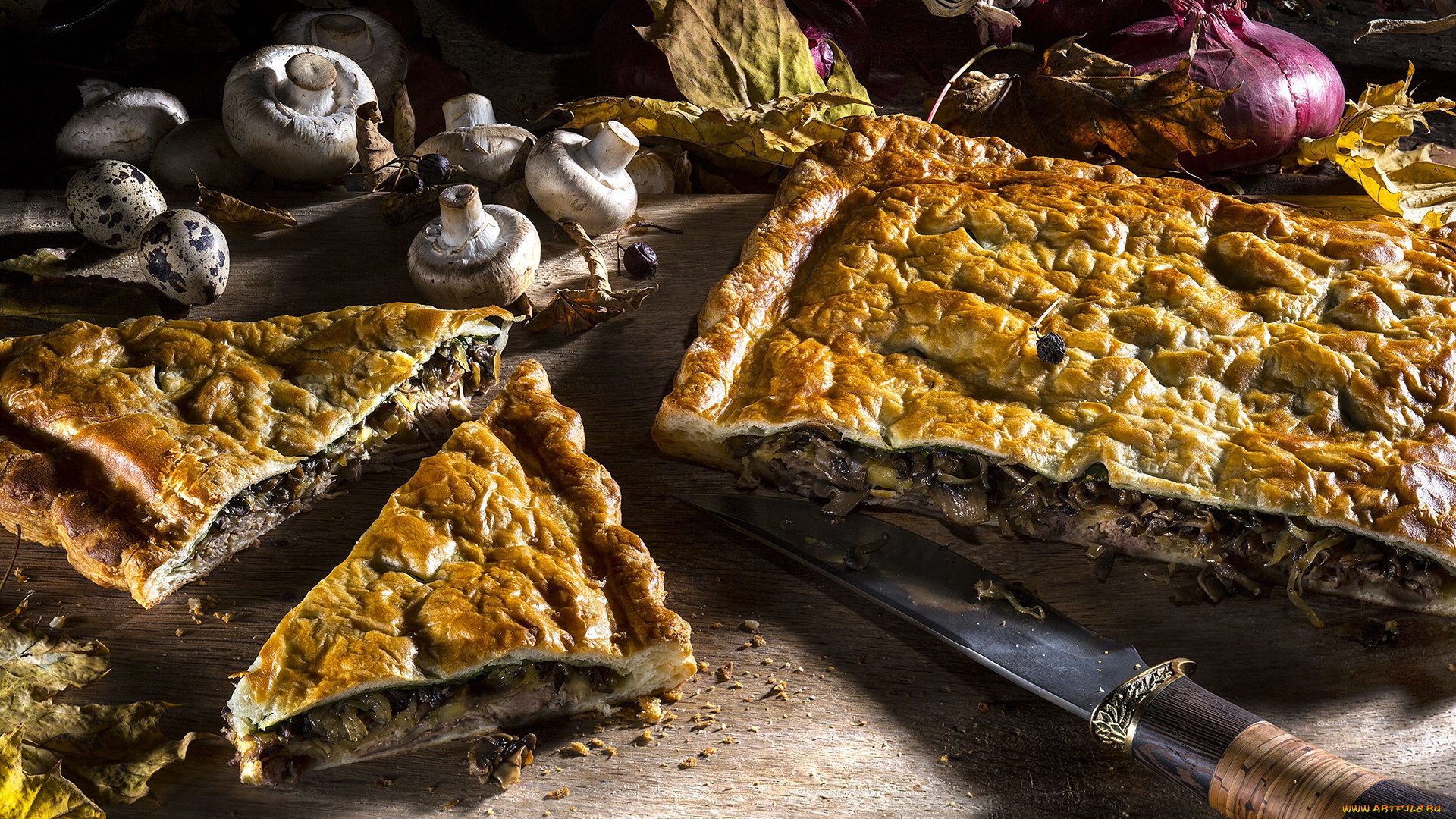 еда, пироги, пирог, с, уткой