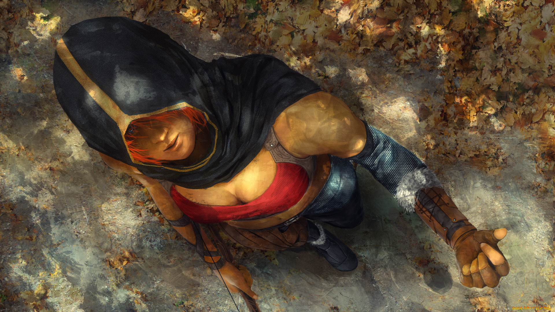 фэнтези, девушки, капюшон, взгляд, фон, девушка