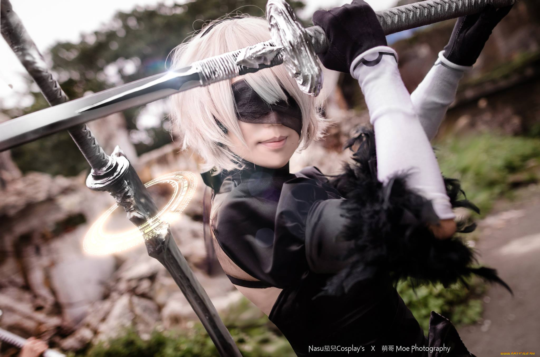 девушки, -unsort, , девушки, с, оружием, оружие, развалины, андроид, девушка, 2в, shimotsuki