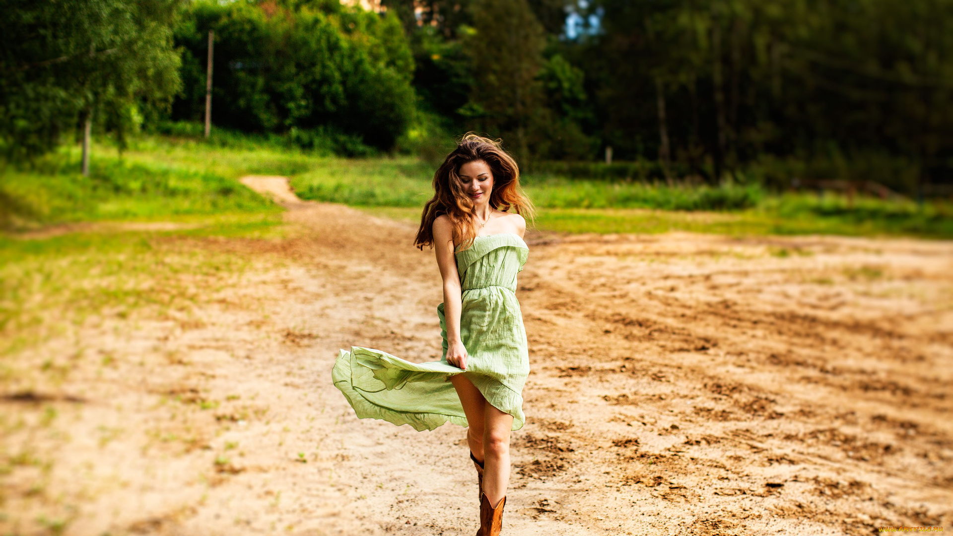 девушки, -, брюнетки, , шатенки, шатенка, платье, сапоги, песок, лес