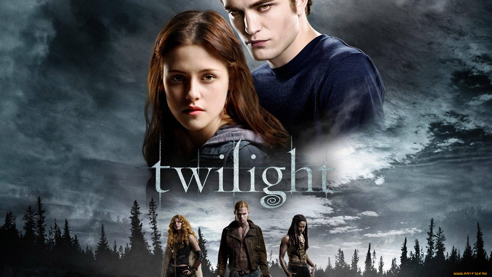 кино, фильмы, the, twilight, вампиры, лес, тучи, белла, эдвард