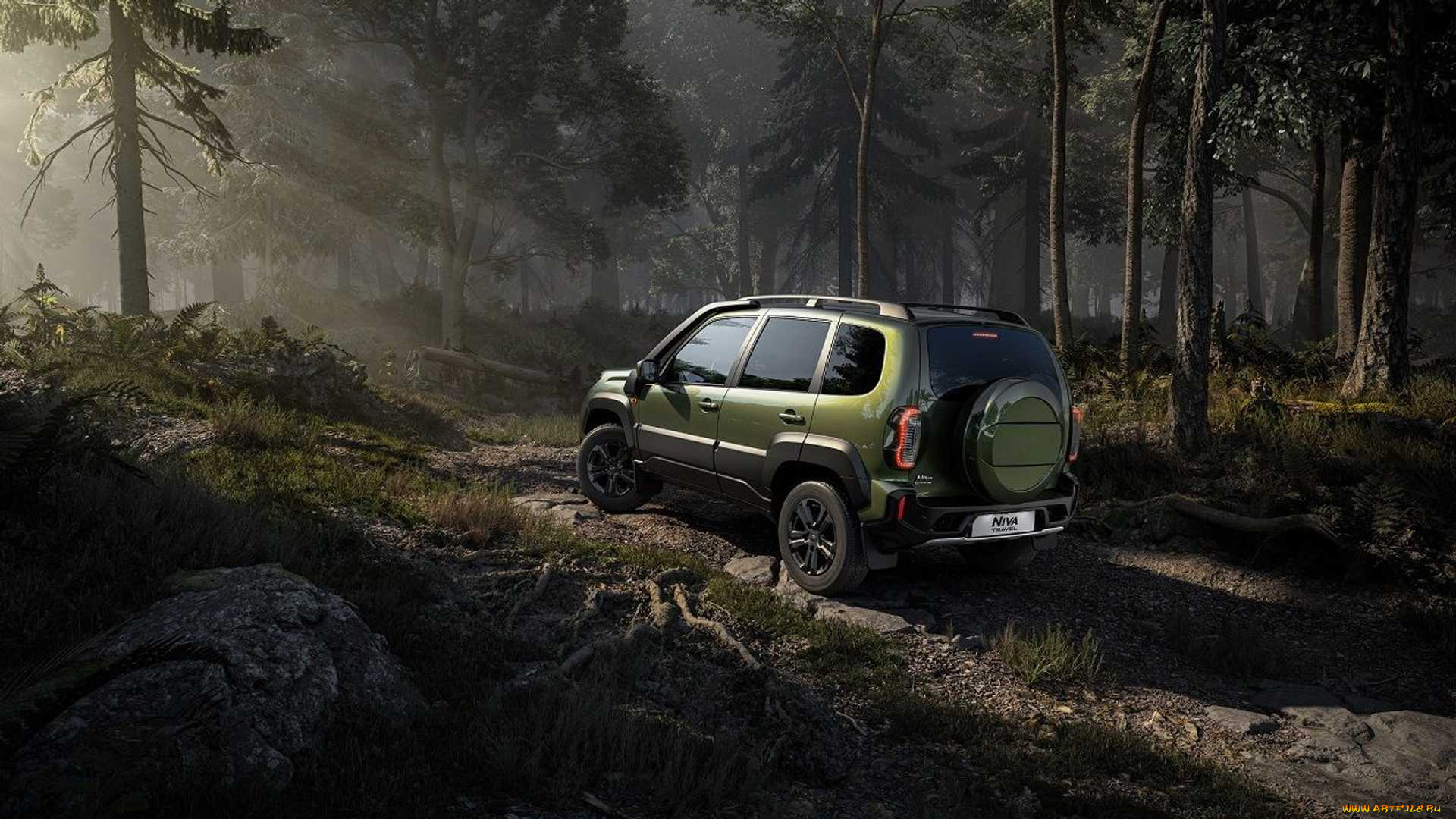 lada, niva, travel, автомобили, ваз, lada, niva, travel, внедорожник, лес, вид, сзади