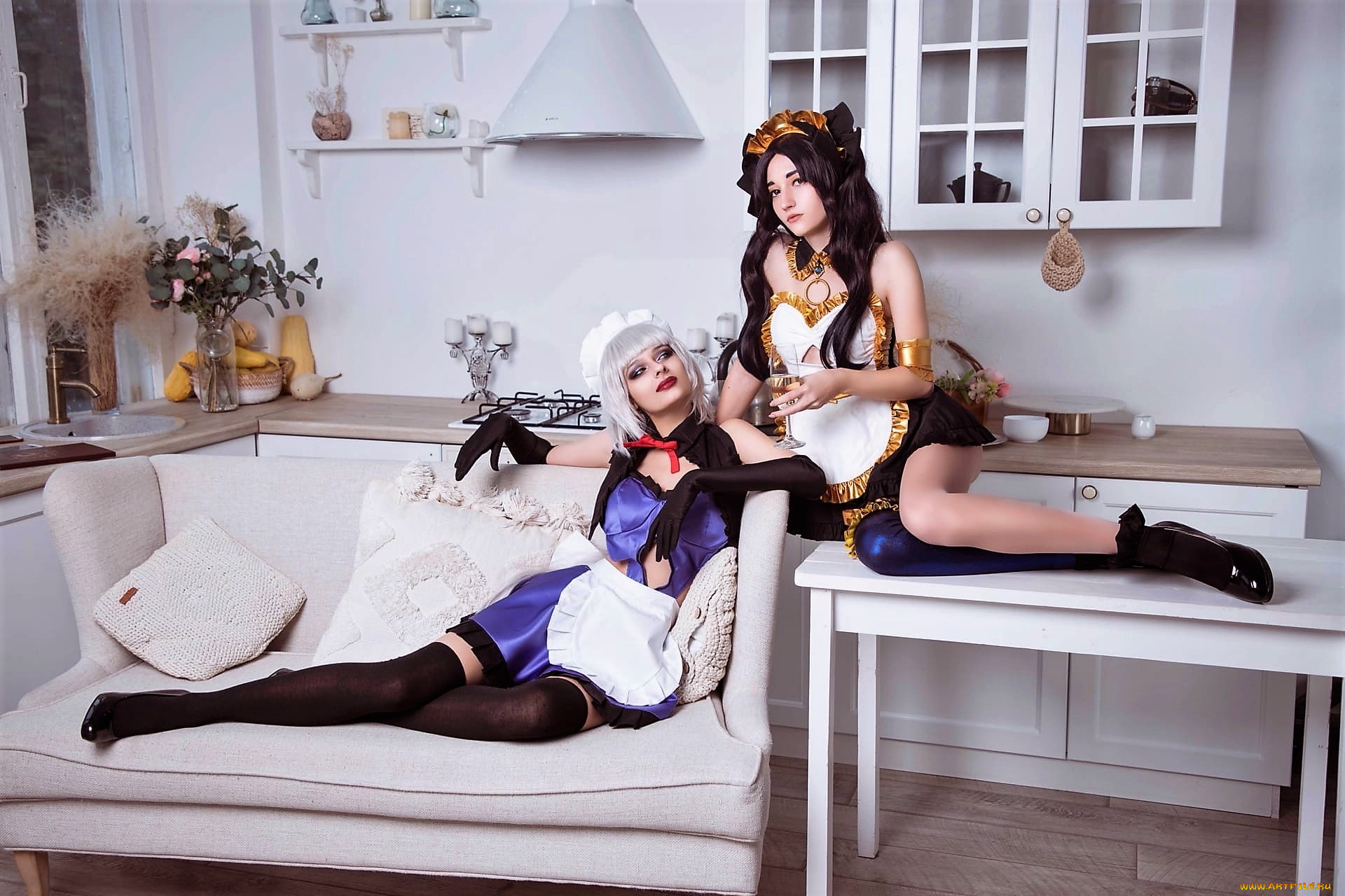 девушки, kurumirori, горничные, костюмы, образы