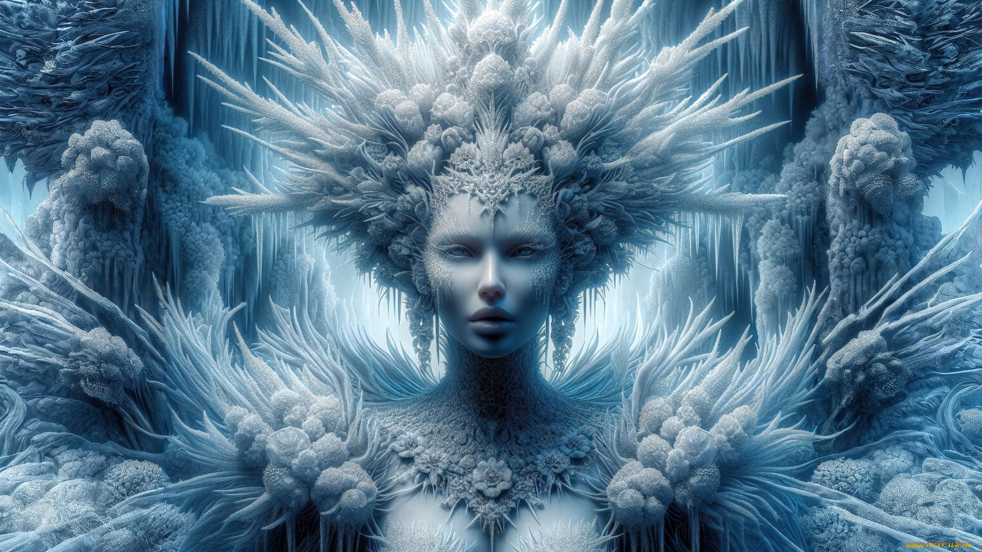 3д, 3д, графика, фантазия, , fantasy, девушка, фантастика, кристаллы, нейросеть