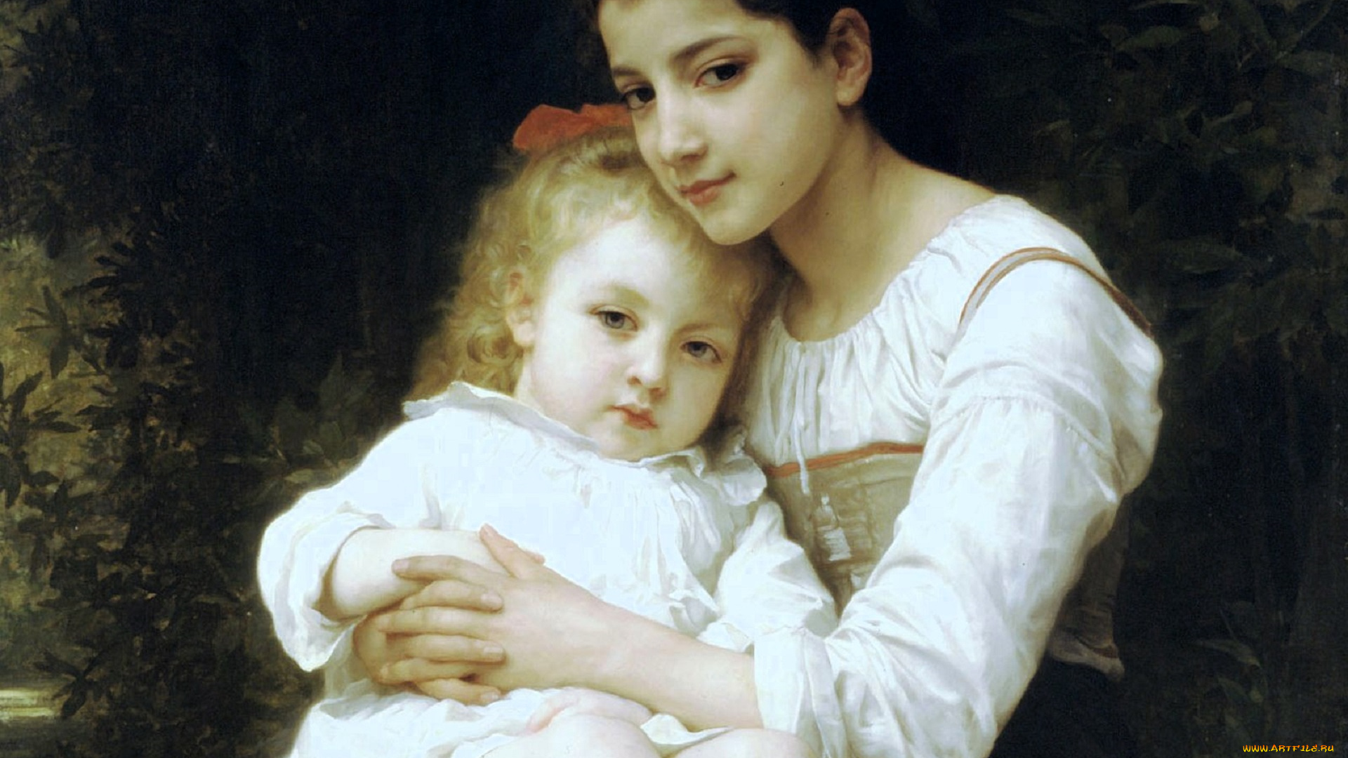 adolphe-william, bouguereau, рисованное, девочки, сестры