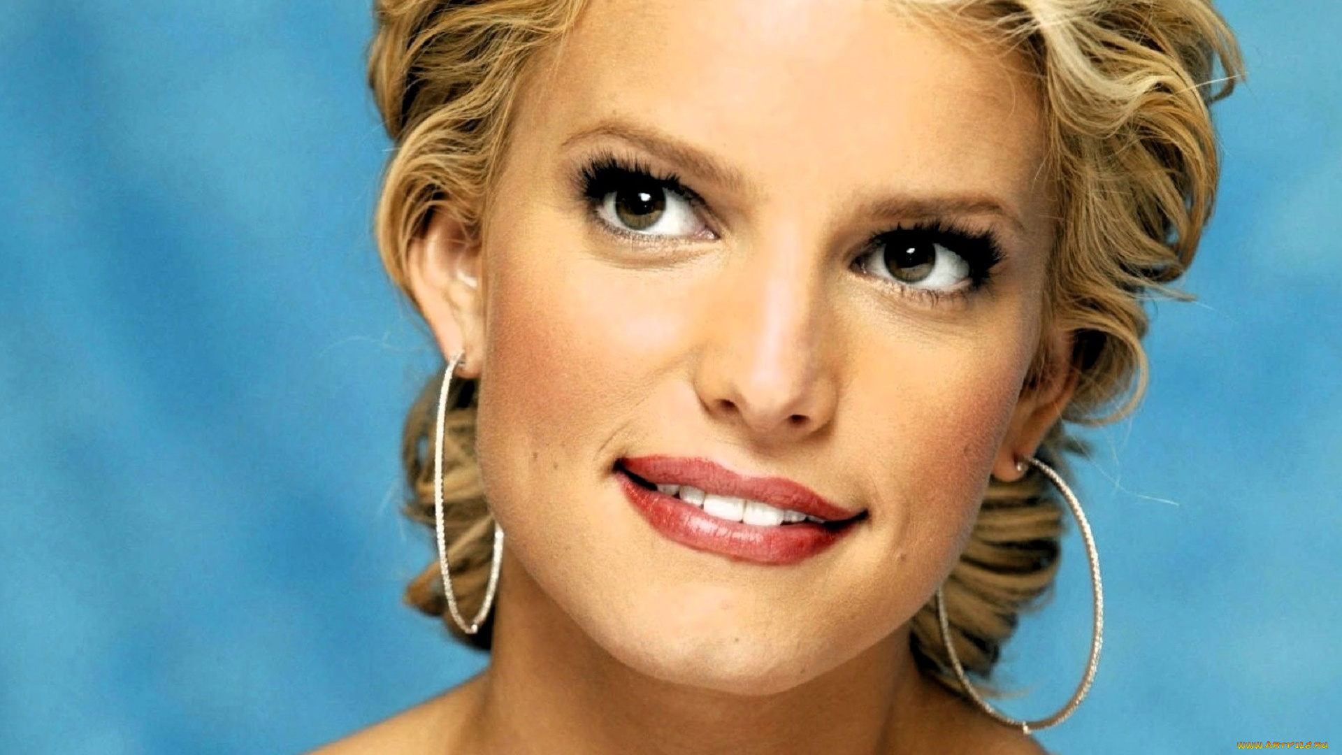 девушки, jessica, simpson, блондинка, лицо, серьги