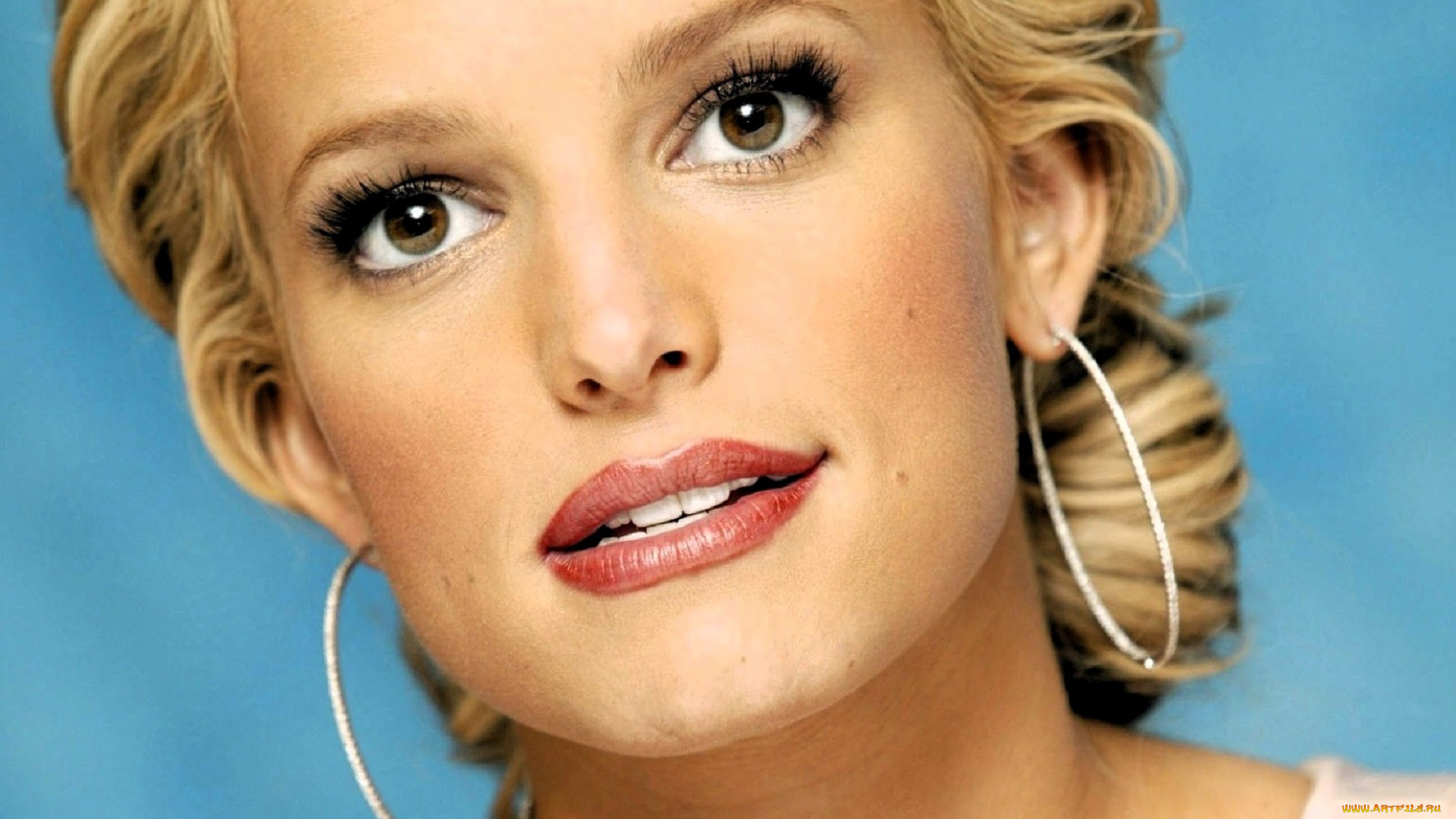 девушки, jessica, simpson, блондинка, лицо, серьги
