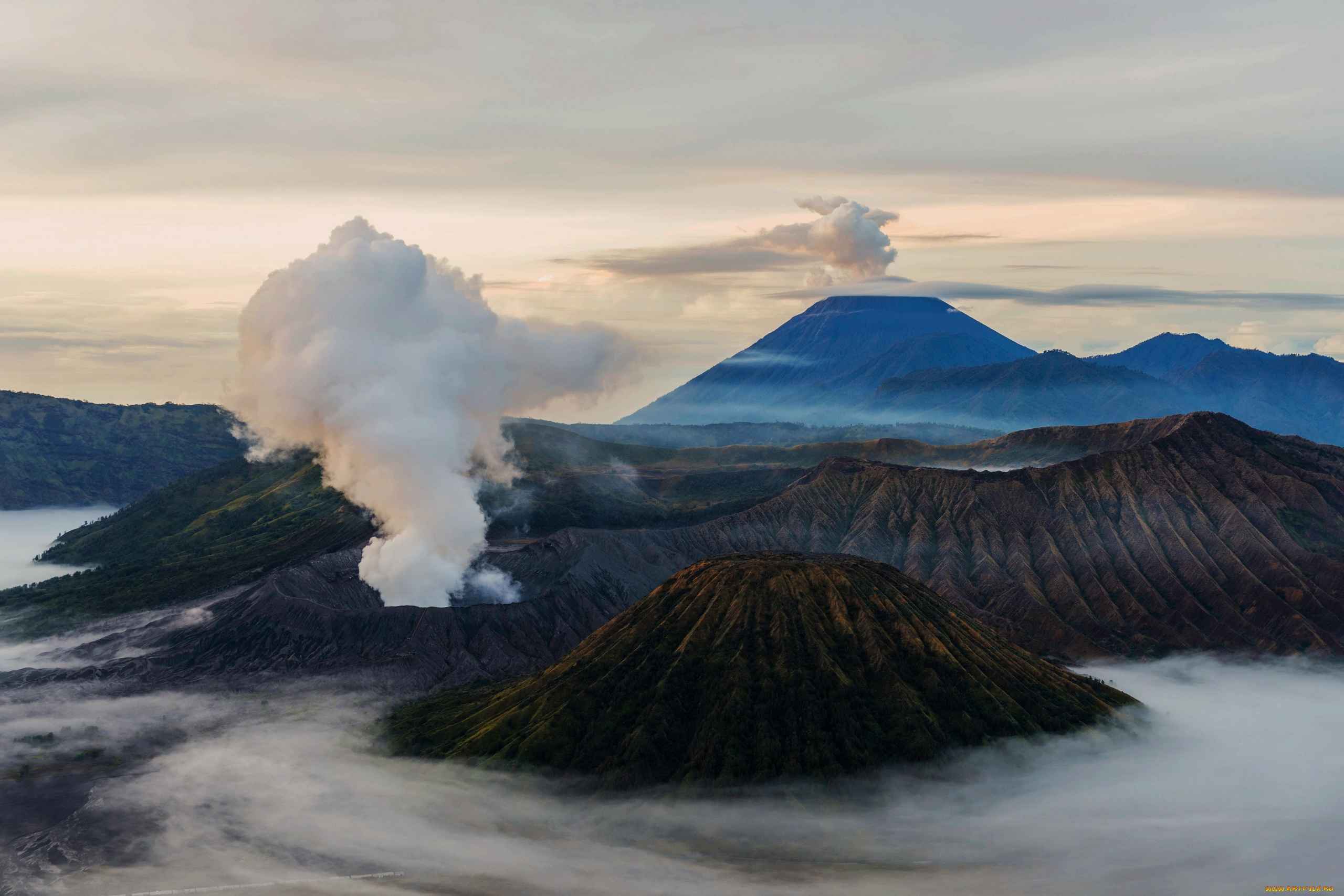 bromo, volcano, java, indonesia, природа, горы, bromo, volcano