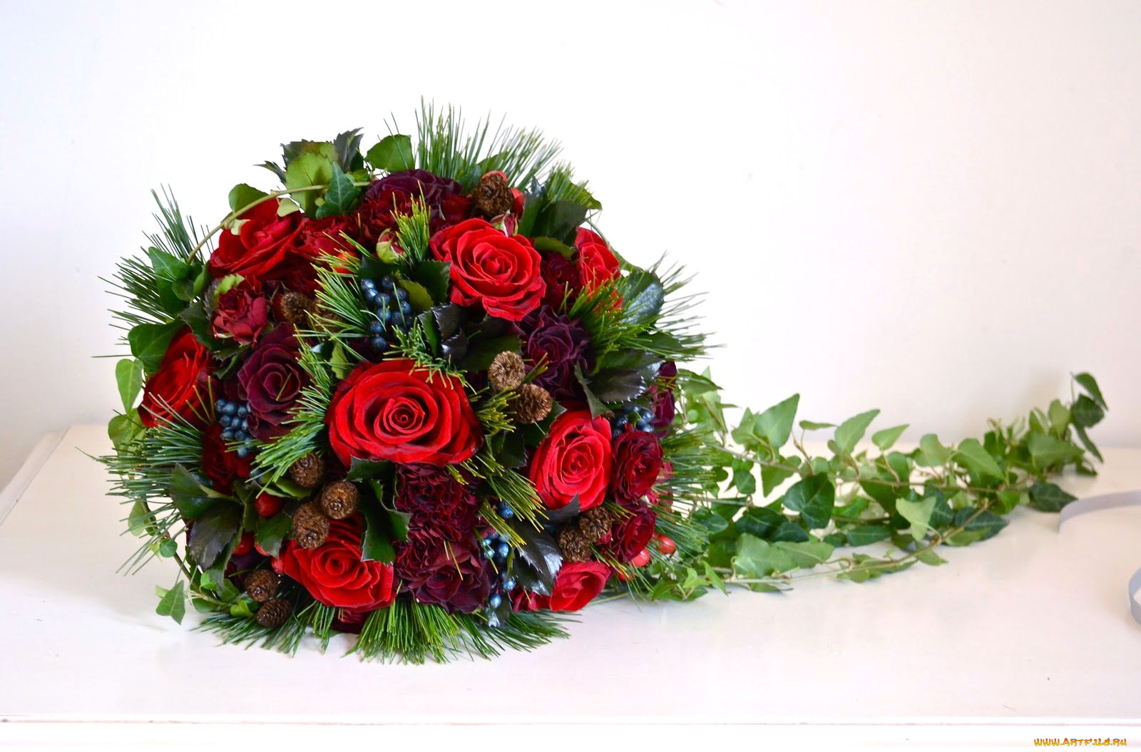 цветы, букеты, композиции, шар, розы, плющ