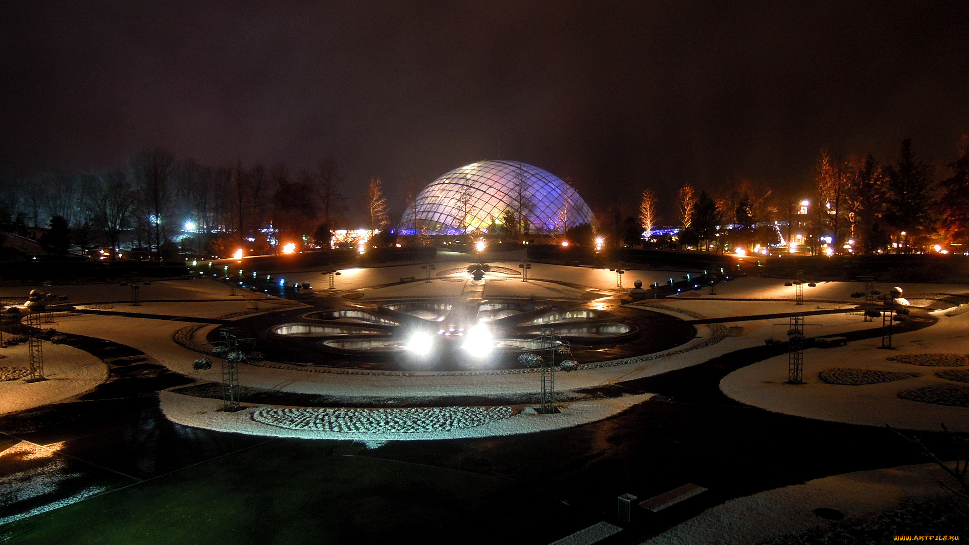 города, огни, ночного, ночь